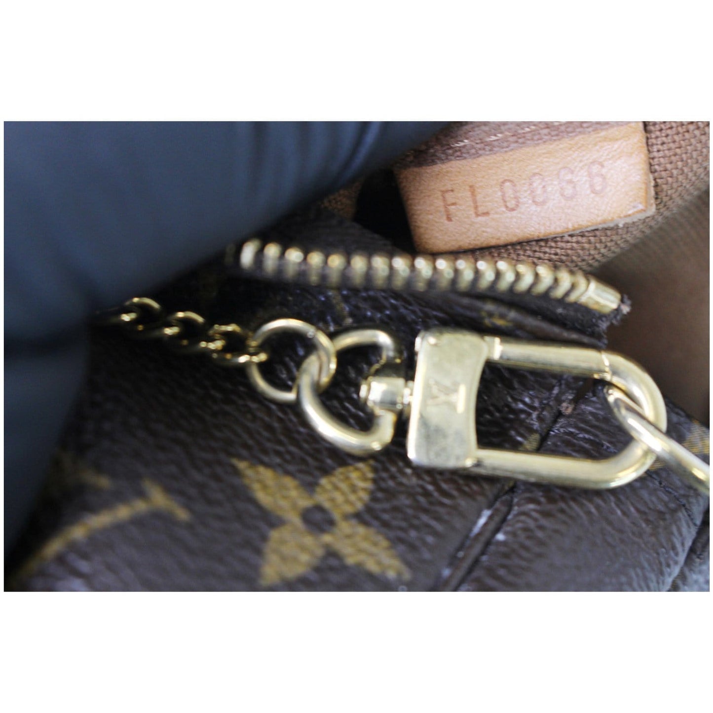 LOUIS VUITTON Mini Pochette Monogram Canvas Accessories Pouch Brown