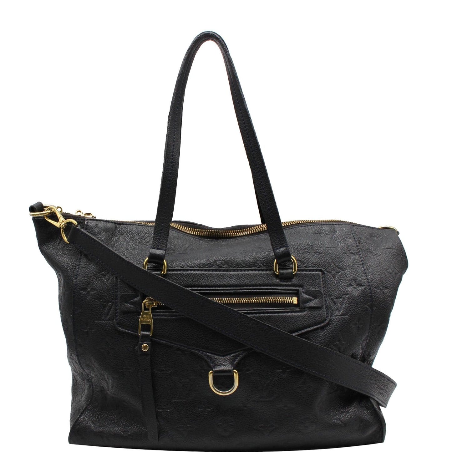 LOUIS VUITTON Lumineuse PM Monogram Empreinte Leather Shoulder Bag Black
