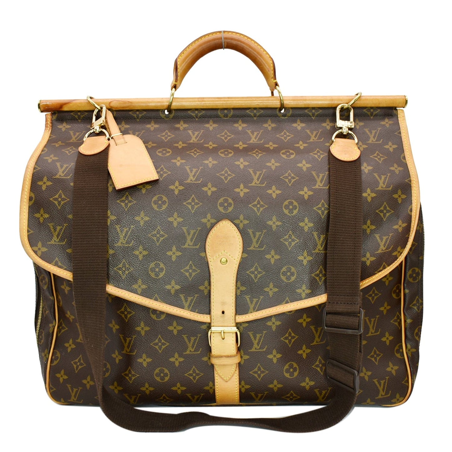 LOUIS VUITTON Sac Chasse Monogram Canvas Hunting Bag Brown