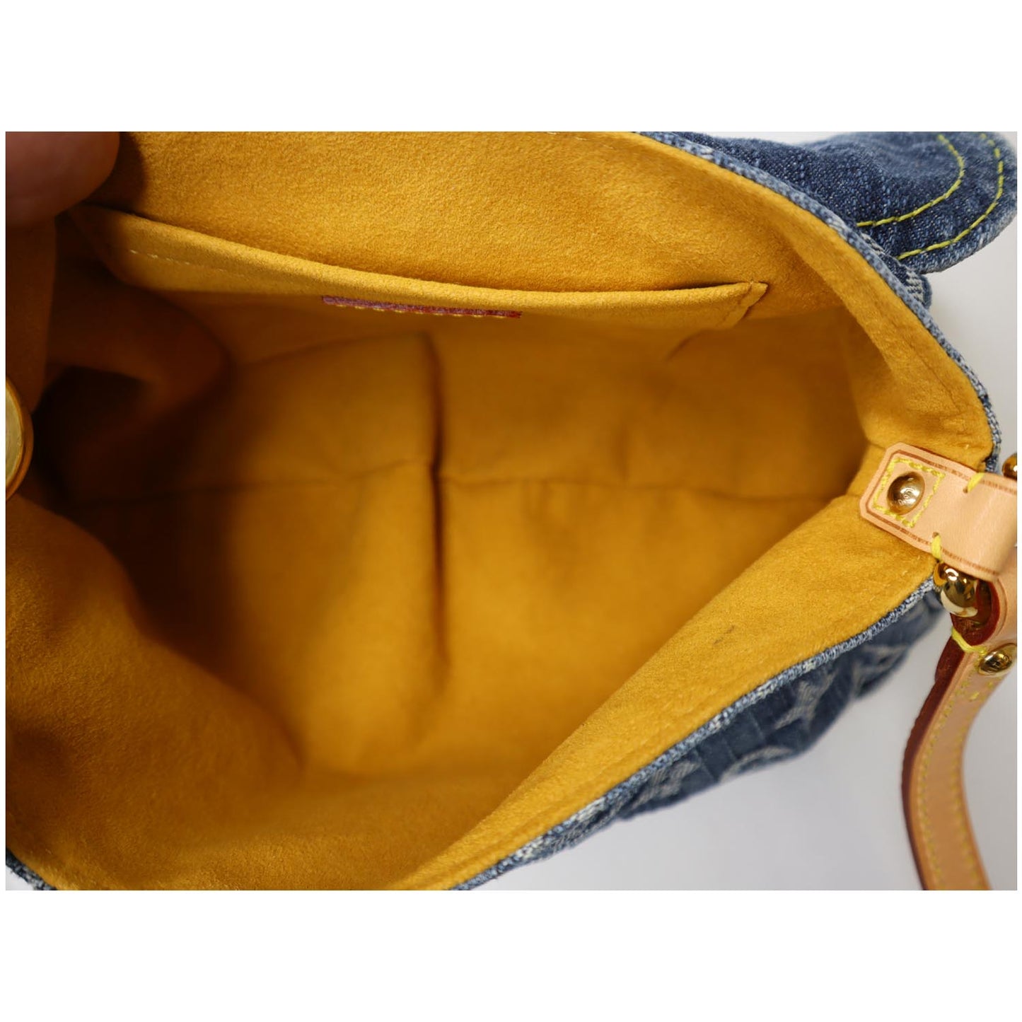 LOUIS VUITTON Mini Pleaty Monogram Denim Shoulder Handbag Blue