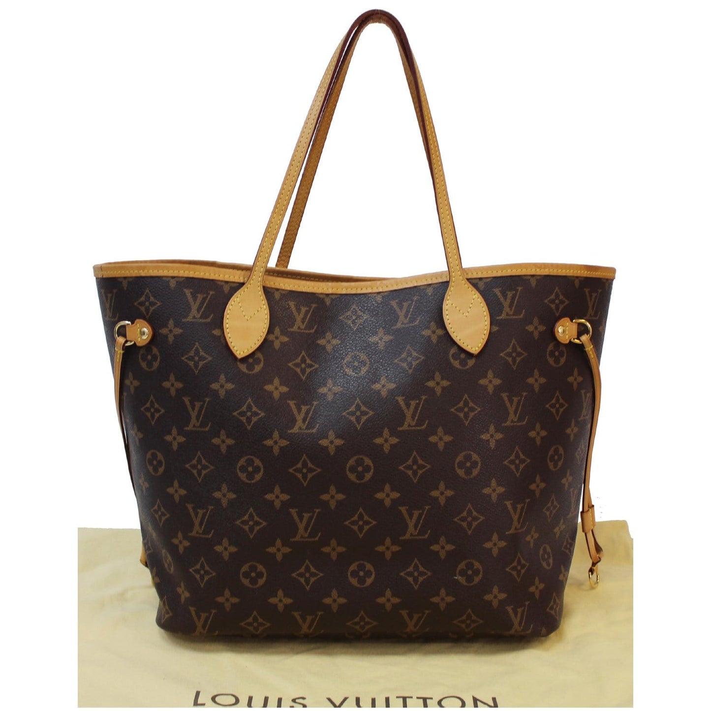 LOUIS VUITTON Neverfull MM Monogram Canvas Tote Shoulder Bag Brown