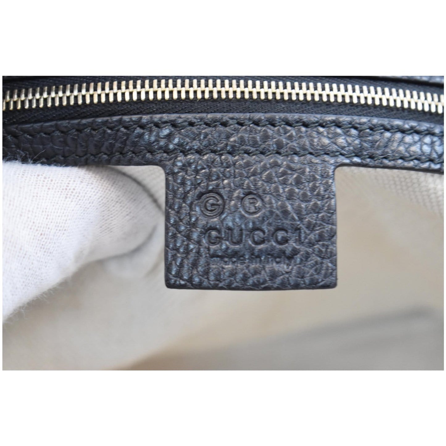 GUCCI Medium Soho Chain Leather Tote Bag Black 536196