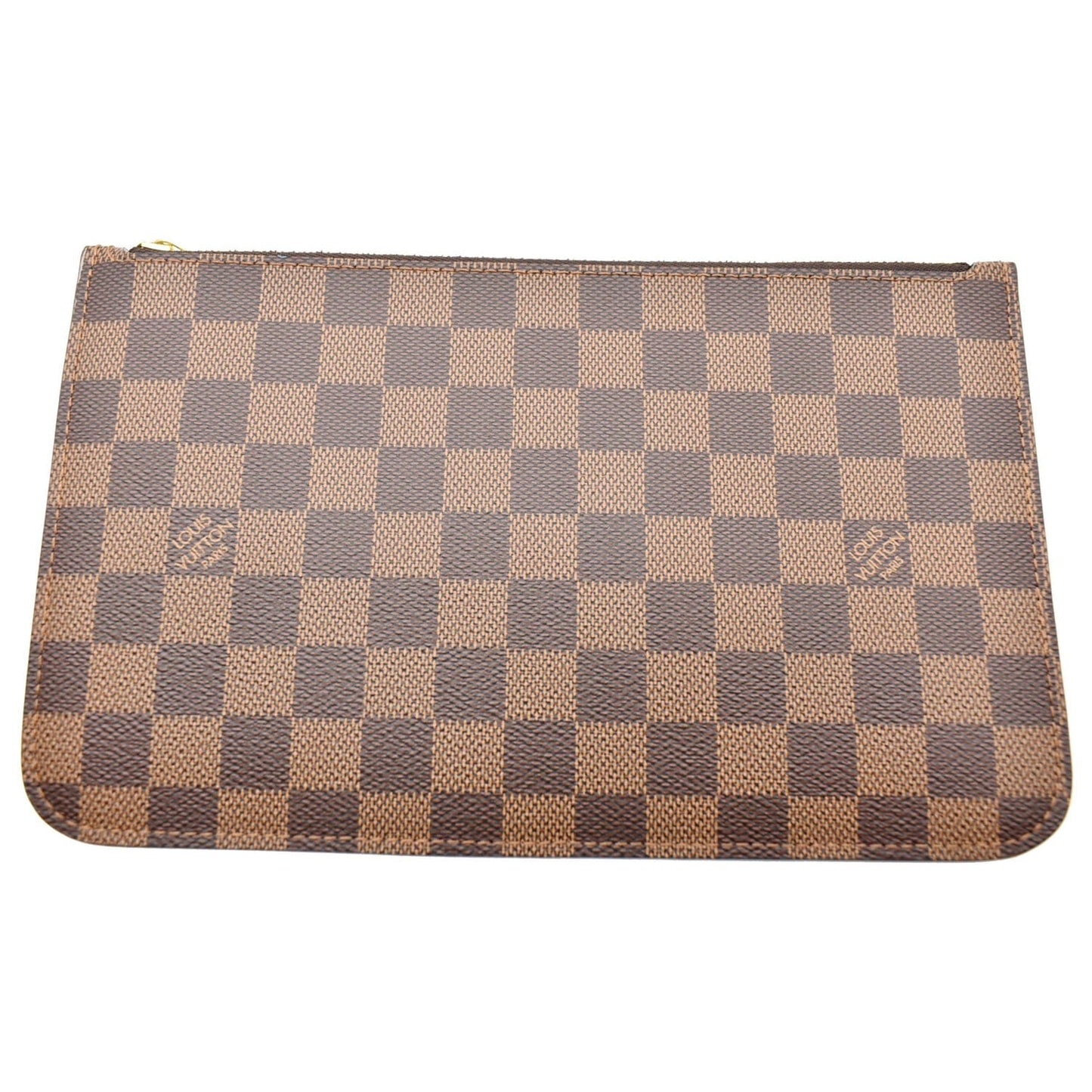 LOUIS VUITTON Neverfull MM Damier Ebene Pochette Wristlet Pouch Brown