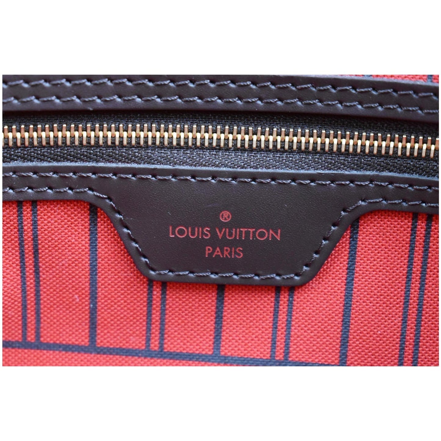 LOUIS VUITTON Neverfull MM Damier Ebene Tote Bag Brown