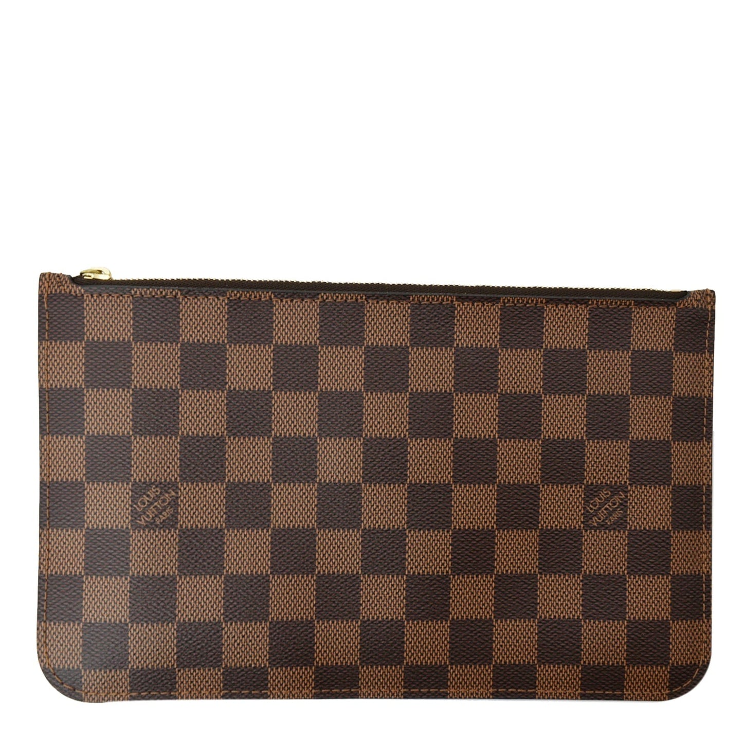 LOUIS VUITTON Neverfull MM Damier Ebene Pochette Wristlet Pouch Brown