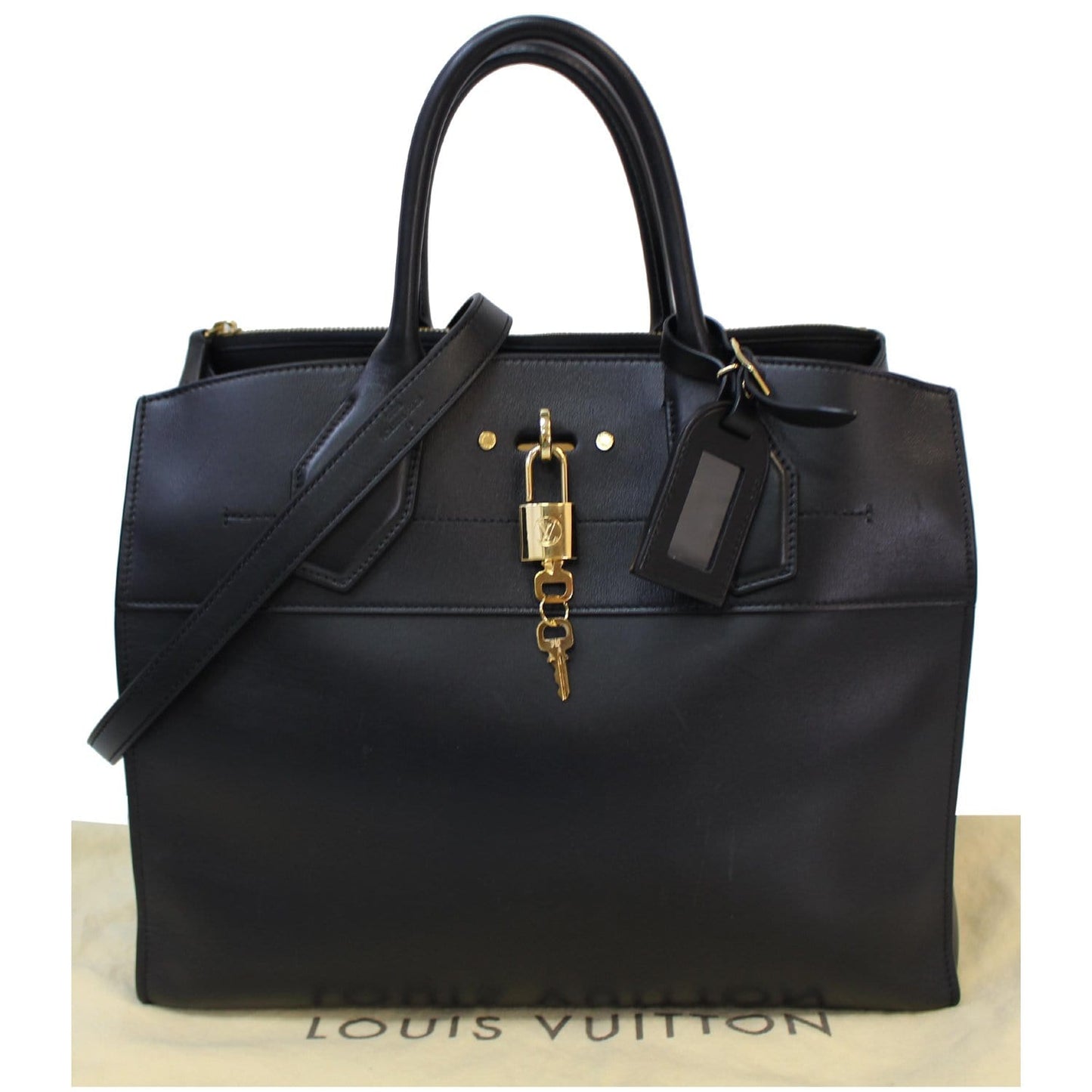 LOUIS VUITTON City Steamer GM Noir Black Leather Shoulder Bag - 15% OFF
