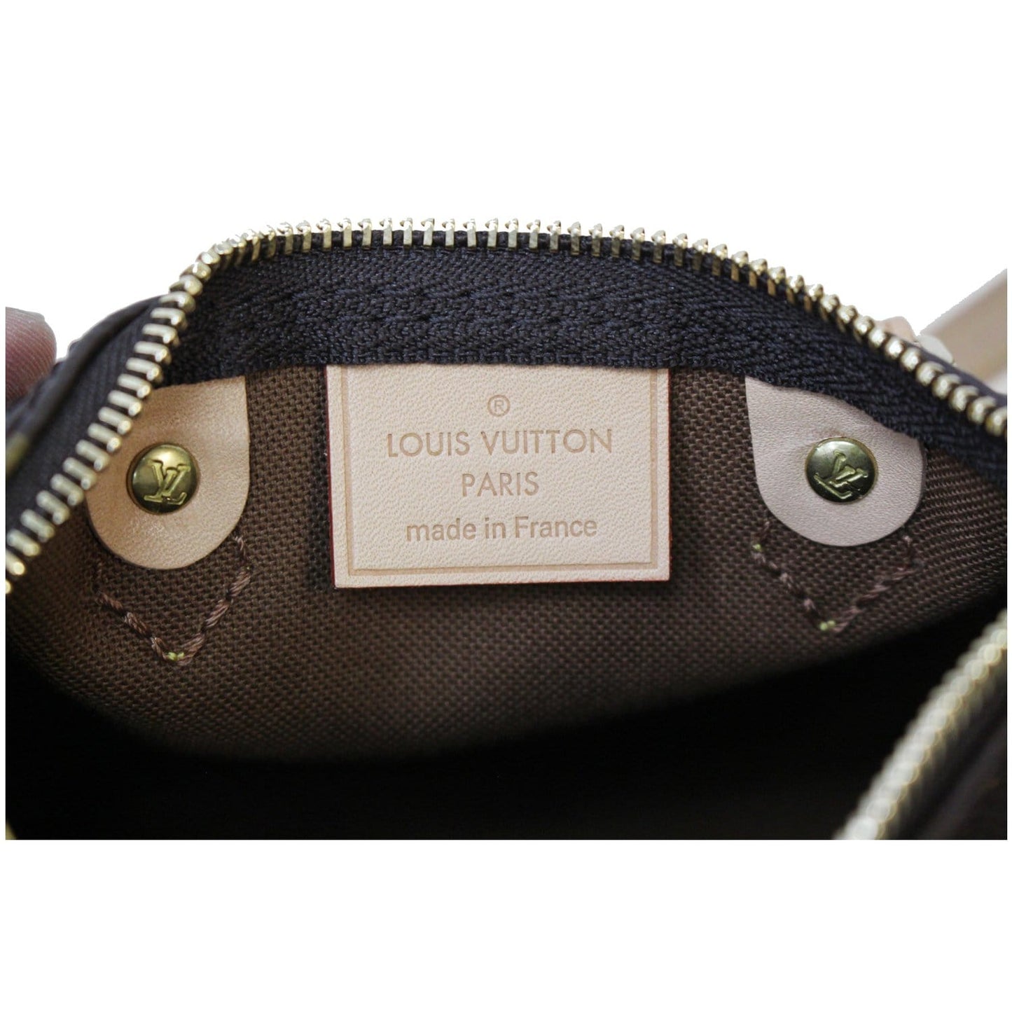LOUIS VUITTON Nano Speedy Monogram Canvas Crossbody Bag Brown