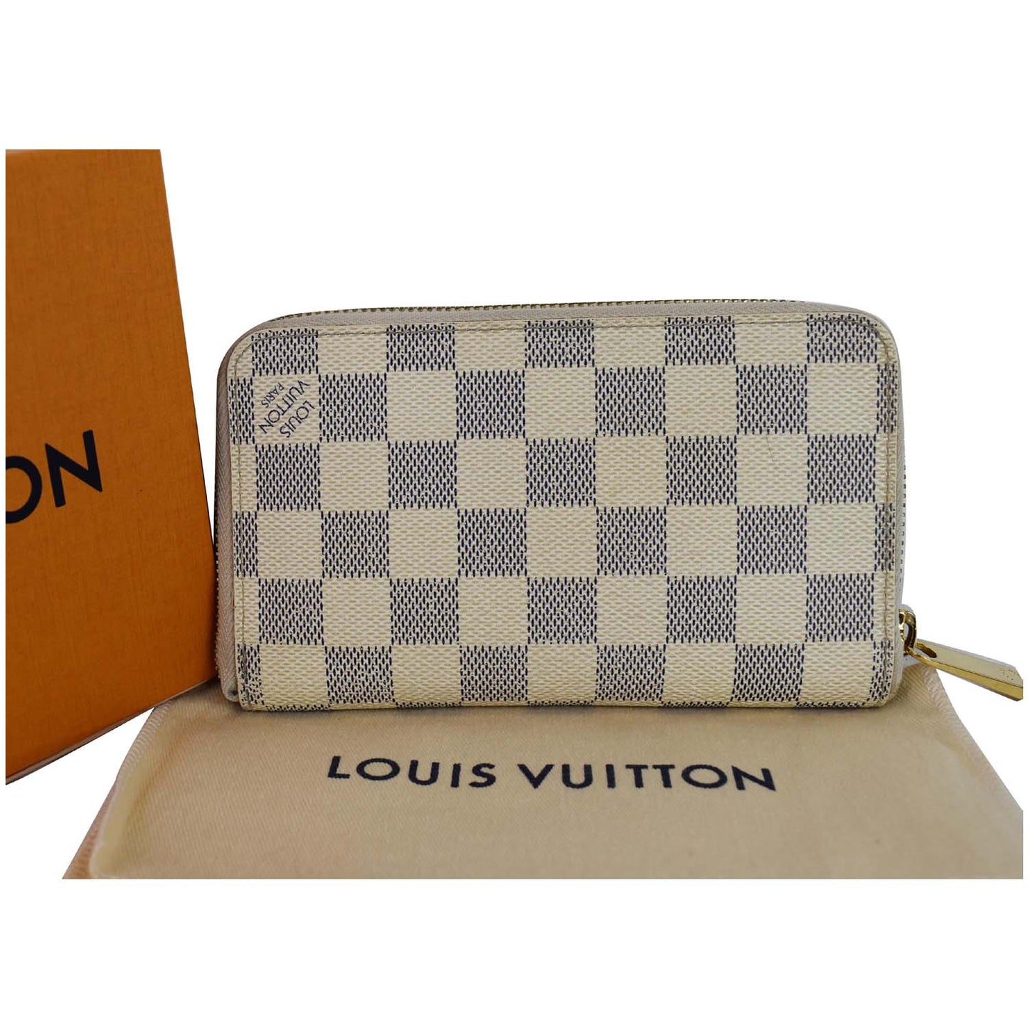 LOUIS VUITTON Damier Azur Zippy Organizer Wallet White