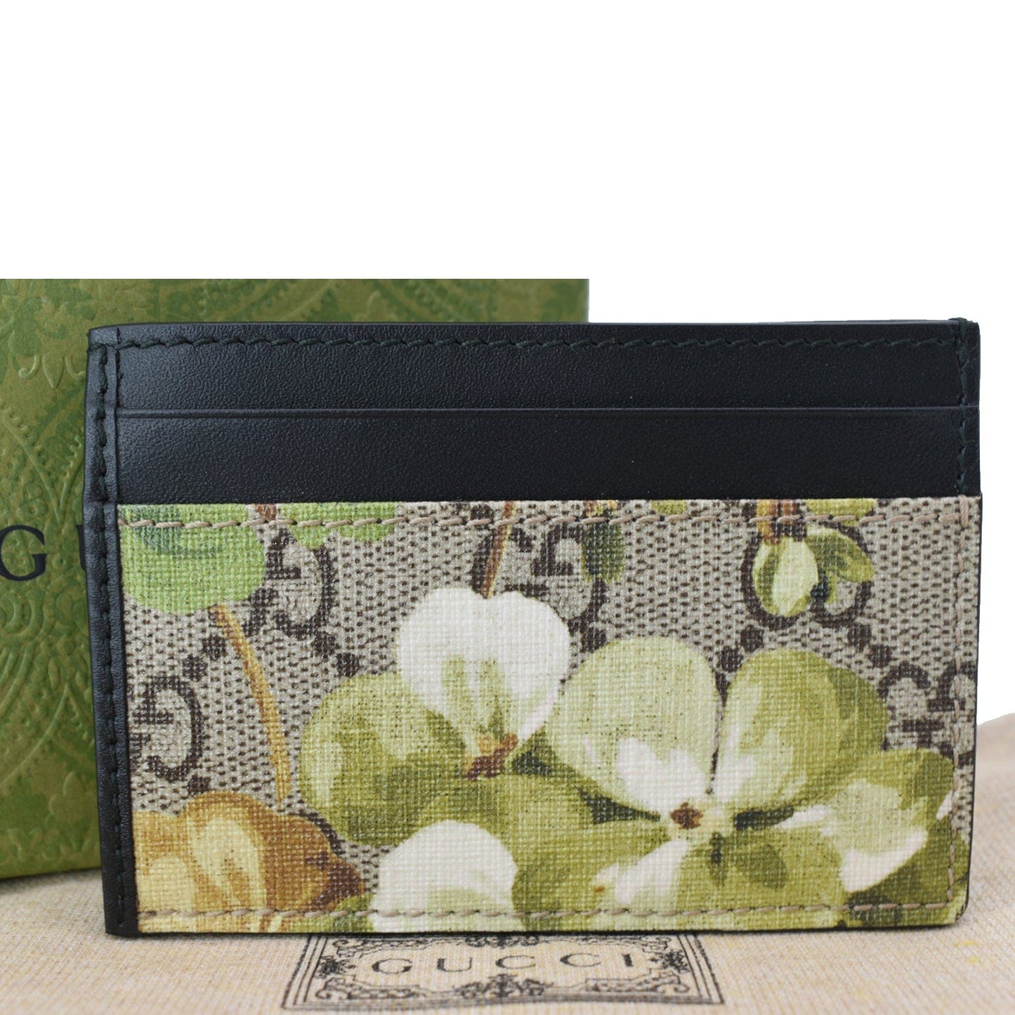 GUCCI Blooms GG Supreme Monogram Card Case Beige 409461
