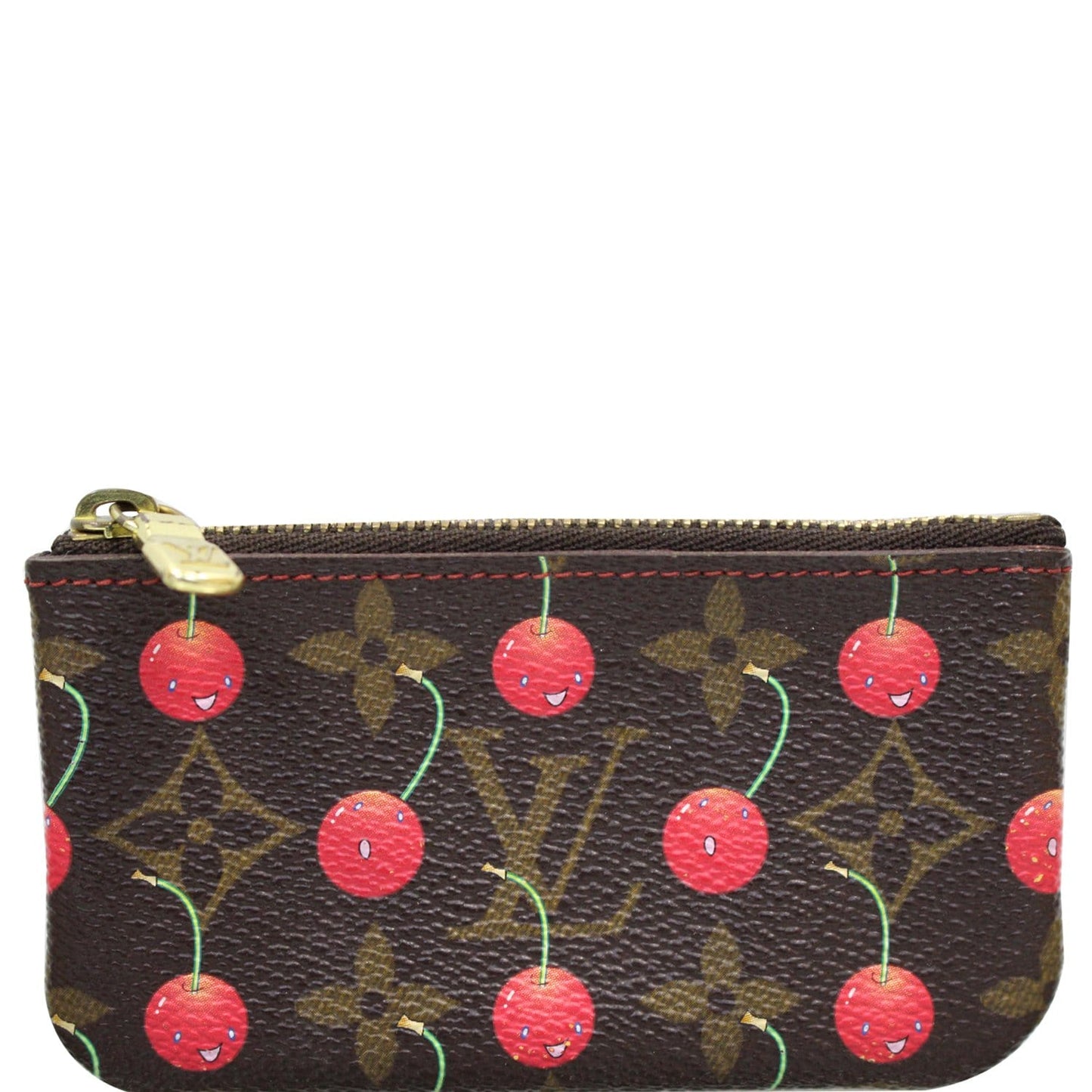 LOUIS VUITTON Key Pouch Cerises Cherry Monogram Coin Purse Brown