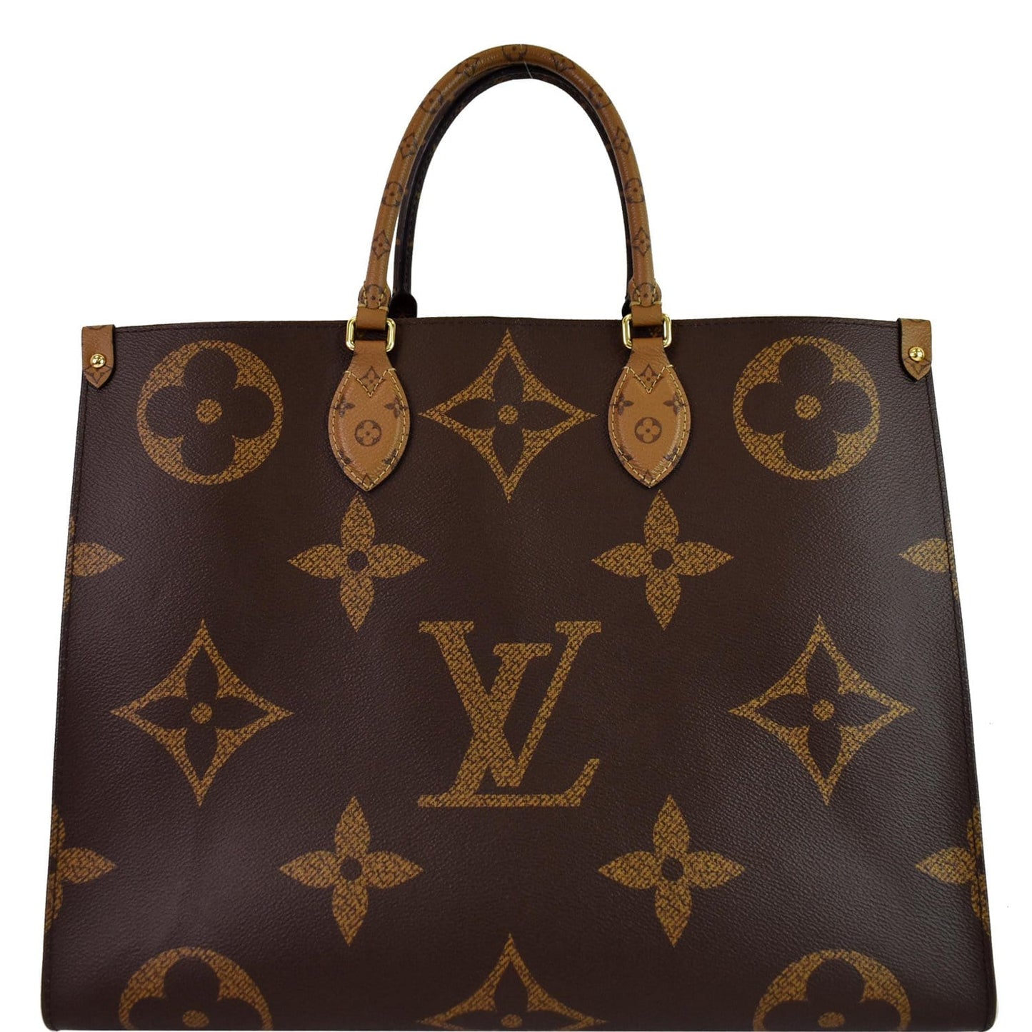 LOUIS VUITTON Onthego GM Reverse Monogram Giant Canvas Tote Shoulder Bag Brown