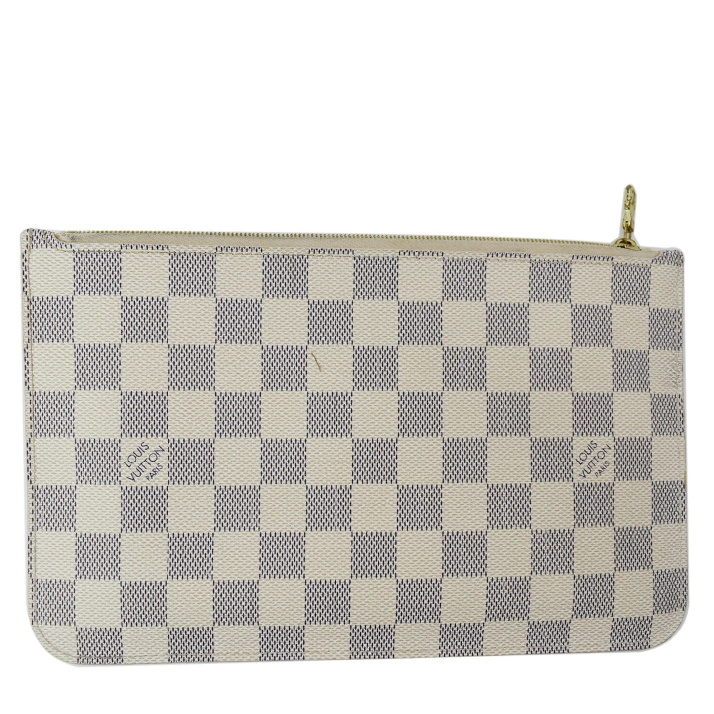 LOUIS VUITTON Neverfull  Damier Azur Pochette Wristlet Pouch White