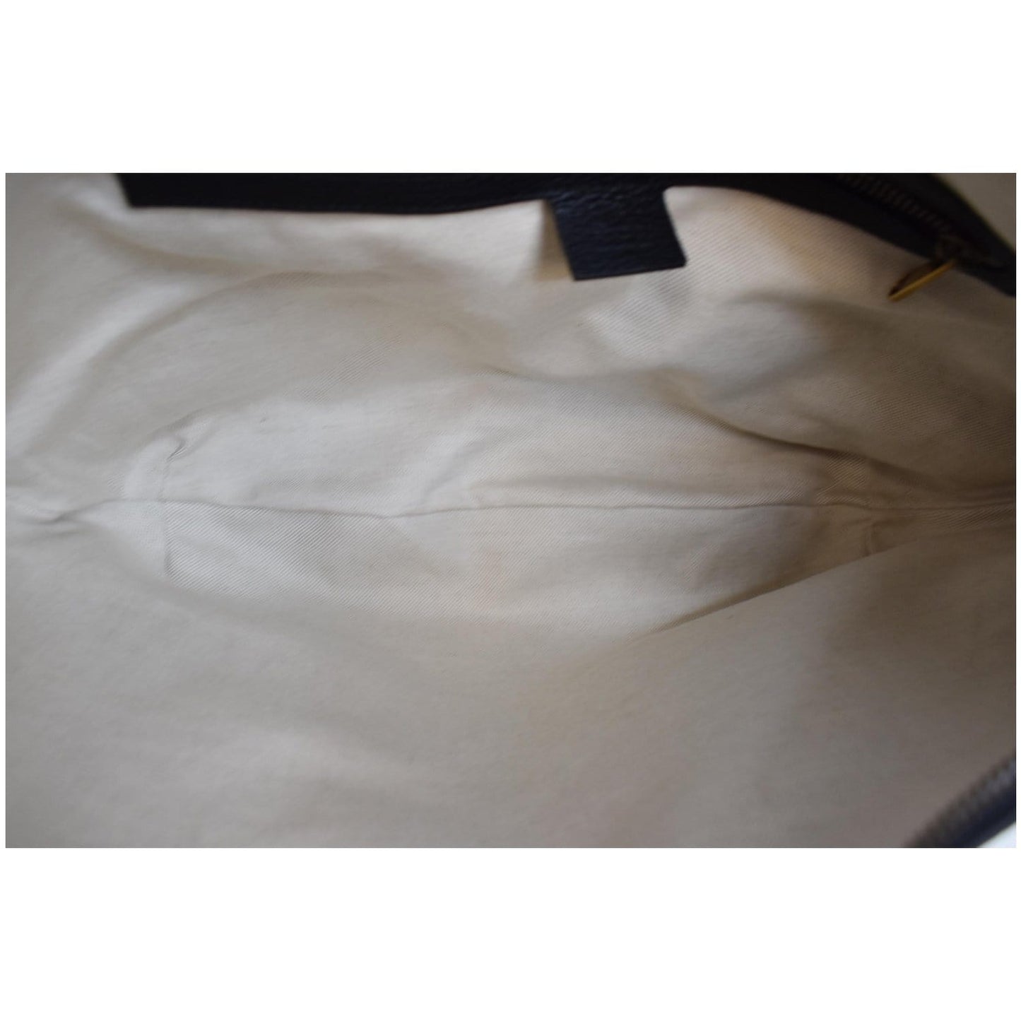 GUCCI Half Moon Logo Calfskin Leather Hobo Shoulder Bag Black 523588