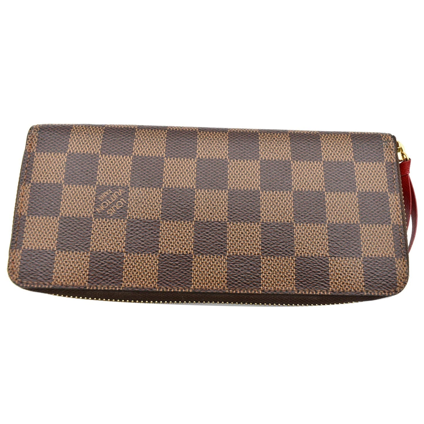 LOUIS VUITTON Clemence Damier Ebene Zippy Wallet Brown