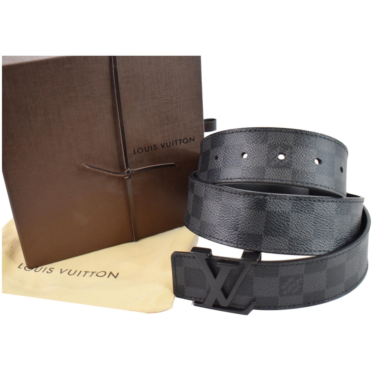 LOUIS VUITTON LV Initiales Damier Graphite Belt Black