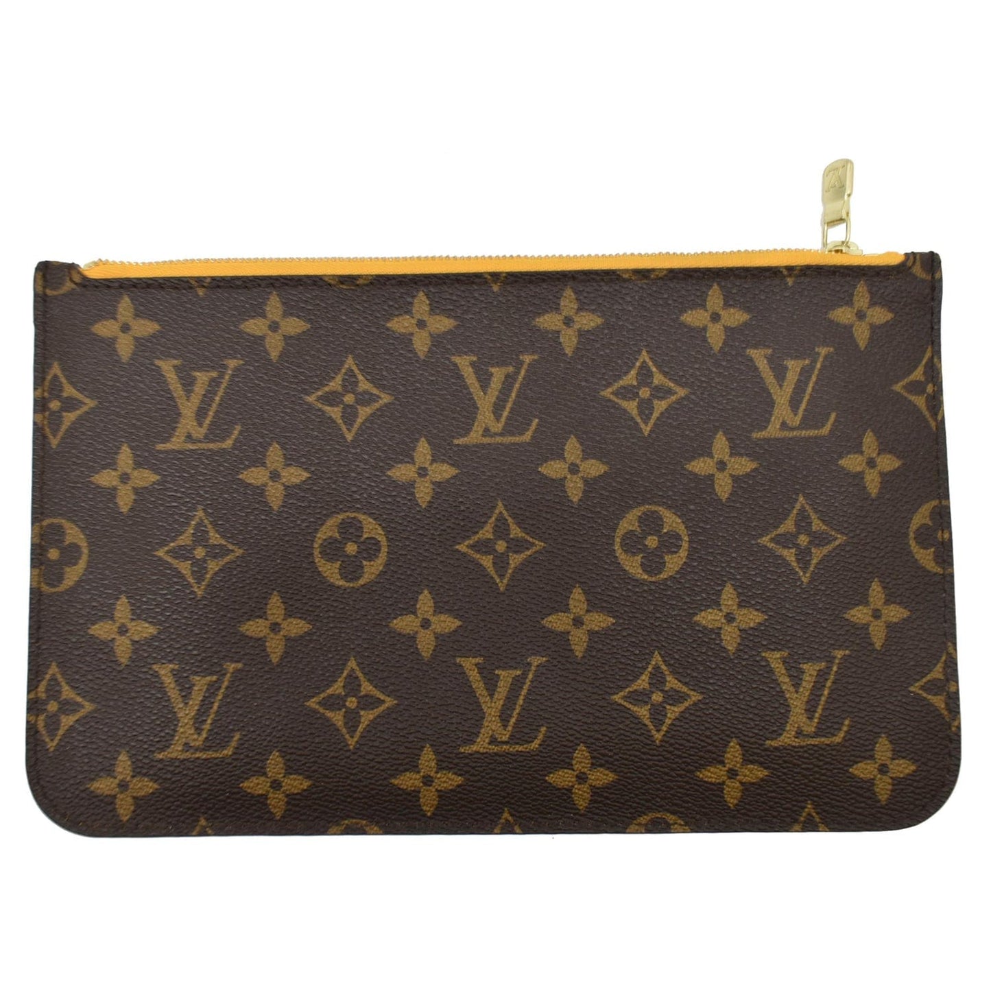 LOUIS VUITTON Neverfull MM Monogram Canvas Pochette Wristlet Pouch Brown