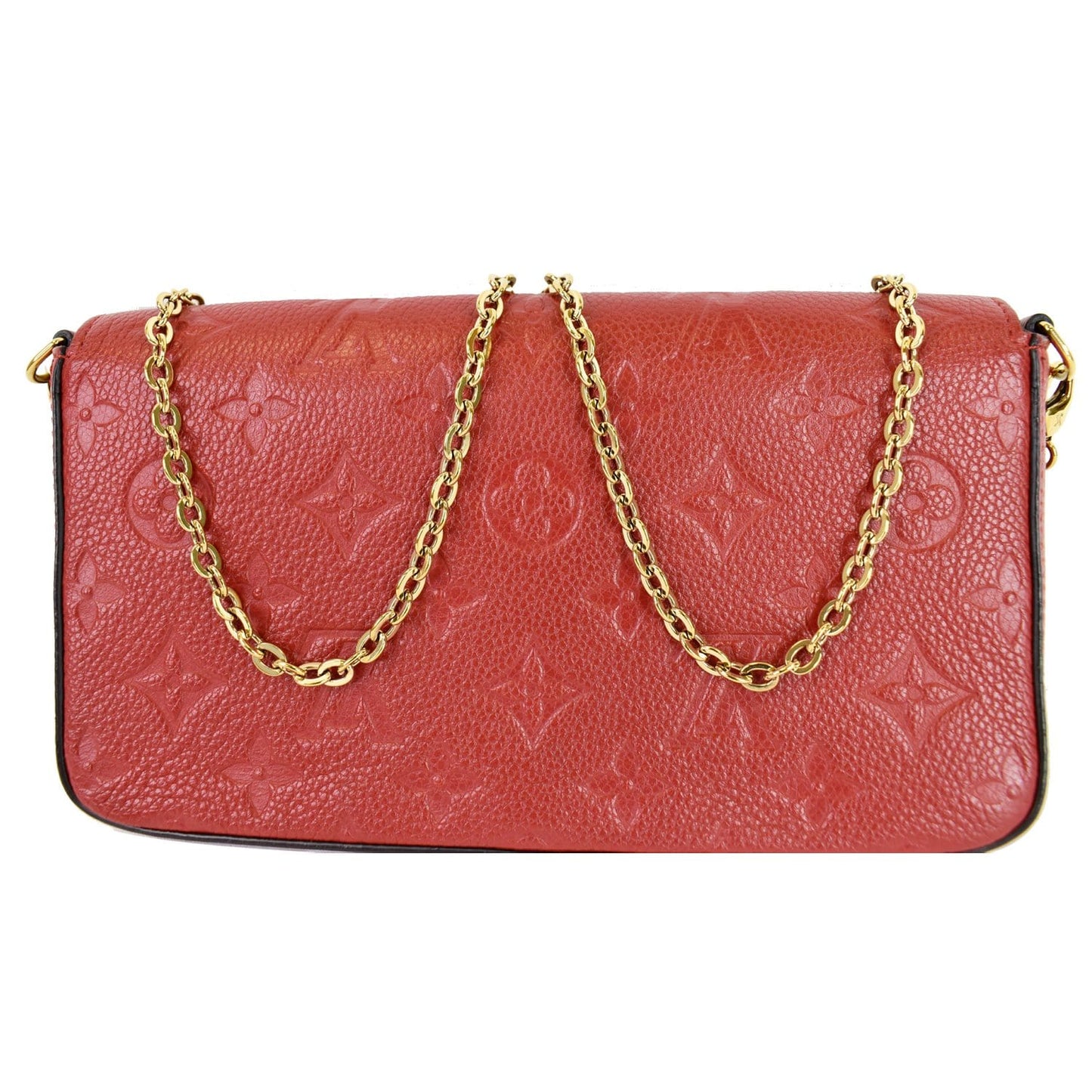 LOUIS VUITTON Pochette Felicie Monogram Empreinte Chain Wallet Red - 20% OFF