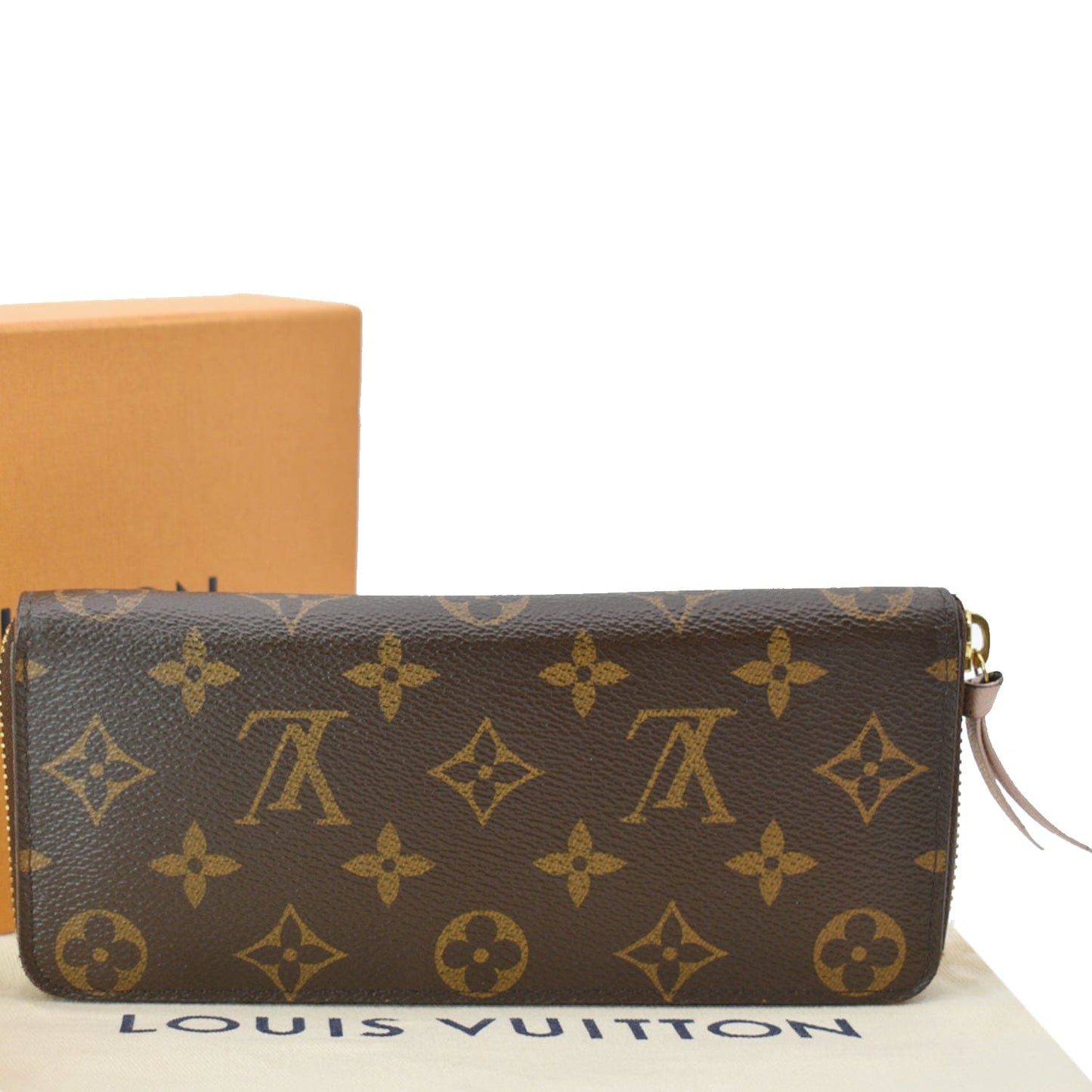 LOUIS VUITTON Clemence Monogram Canvas Zippy Wallet Brown