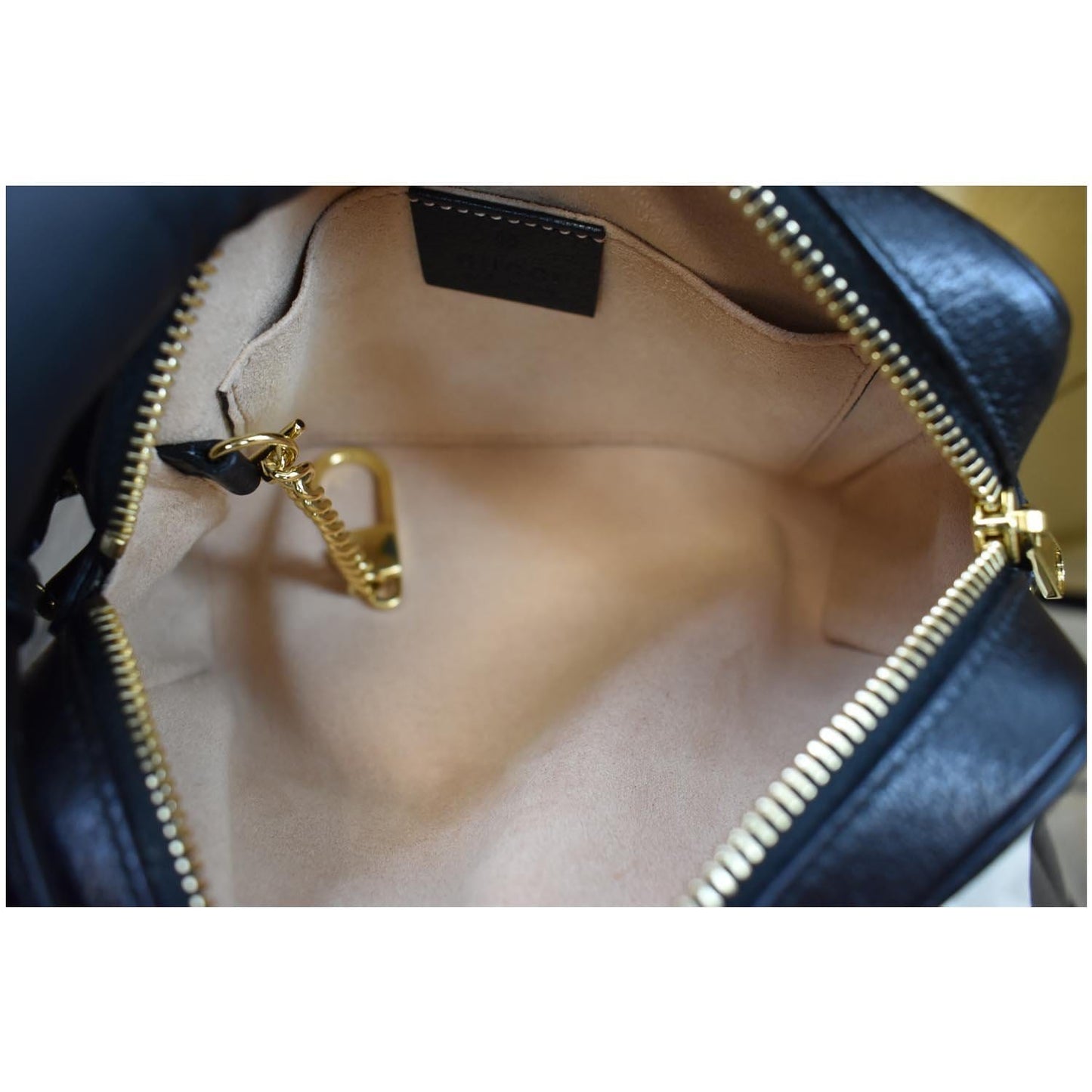 GUCCI Ophidia Mini GG Web Leather Crossbody Bag Black 517350