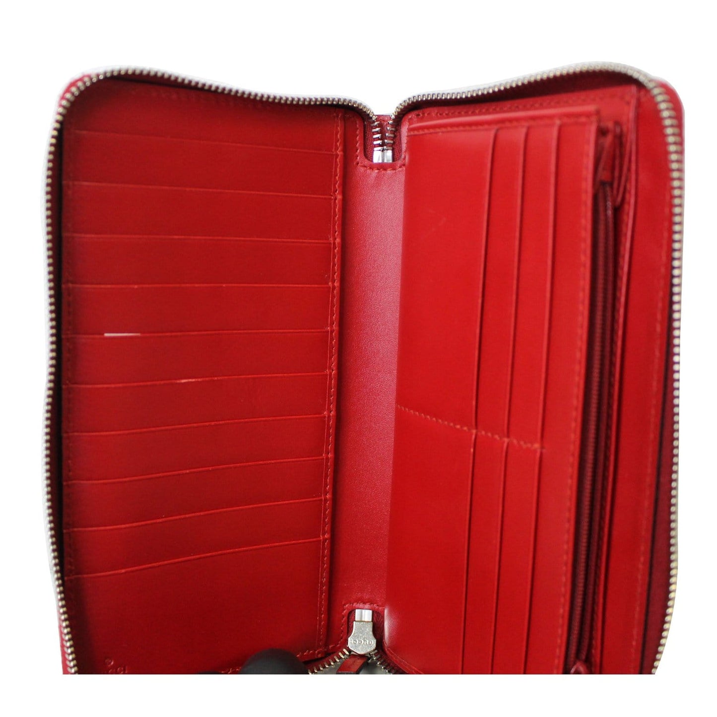 GUCCI Signature Continental Guccissima Zip Around Wallet Red 233194