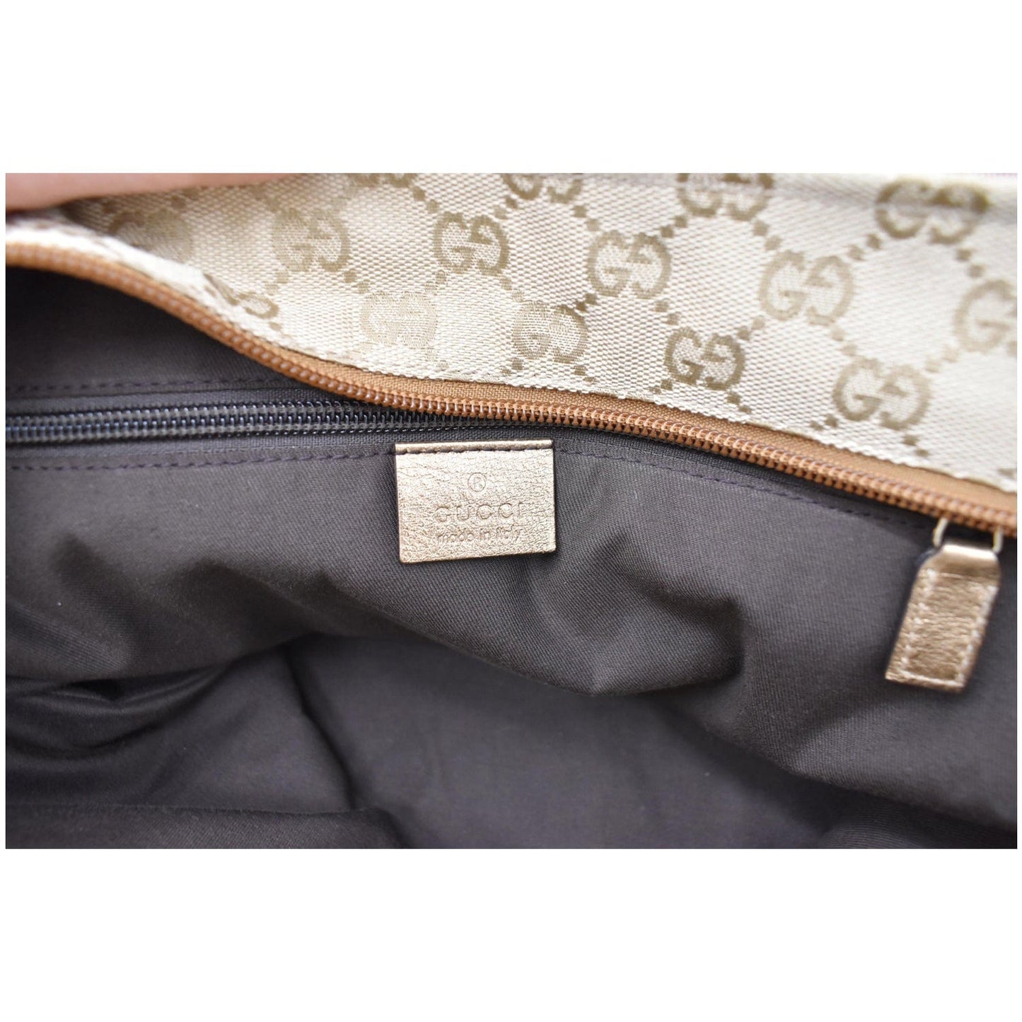 GUCCI Sherry GG Canvas Leather Tote Bag Beige 131231