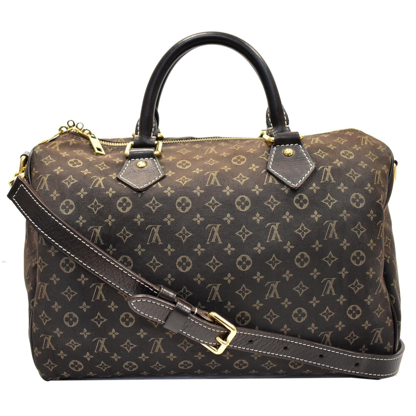 LOUIS VUITTON Speedy 30 Ebene Monogram Mini Lin Shoulder Bag Brown