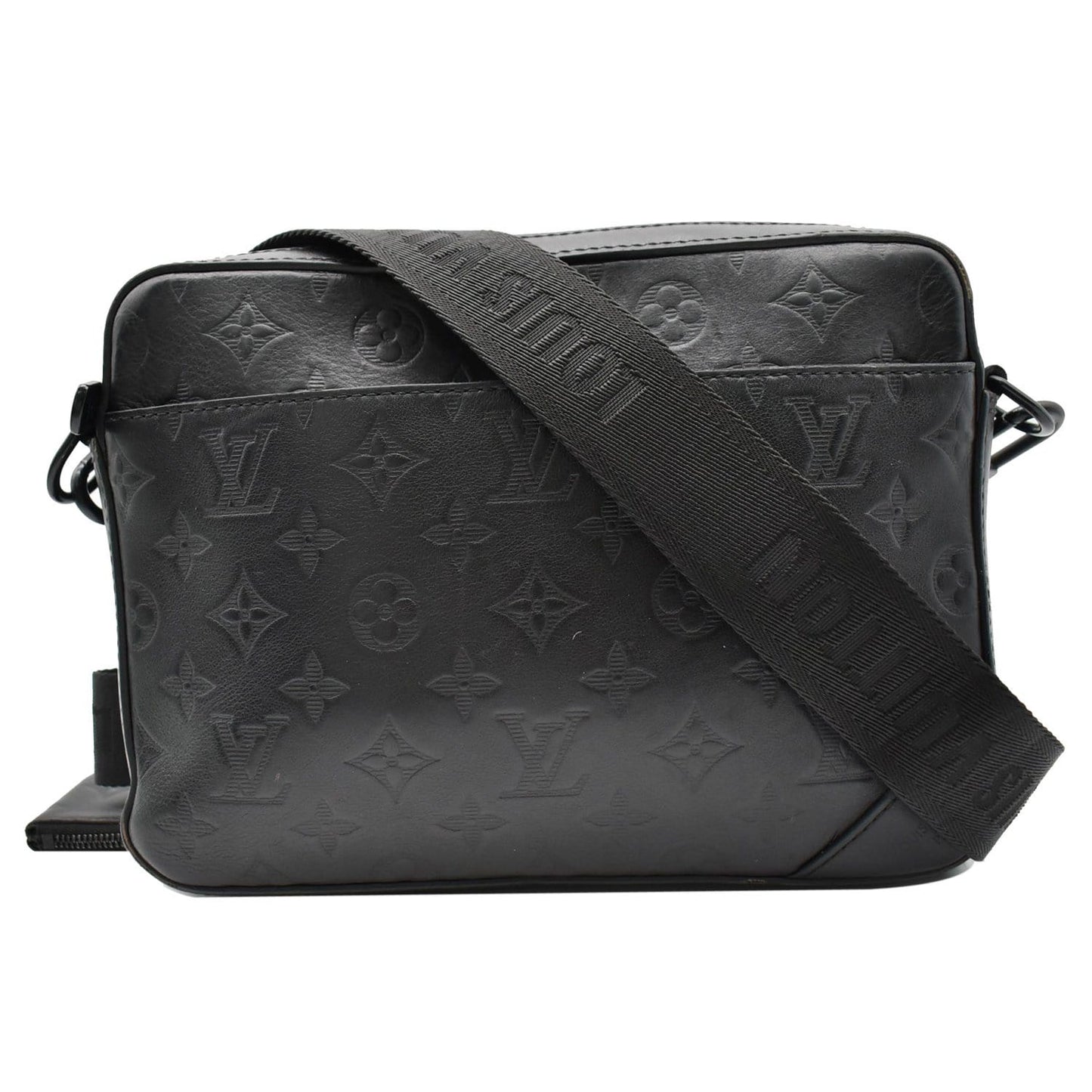 LOUIS VUITTON Duo Messenger Shadow Leather Crossbody Bag Black