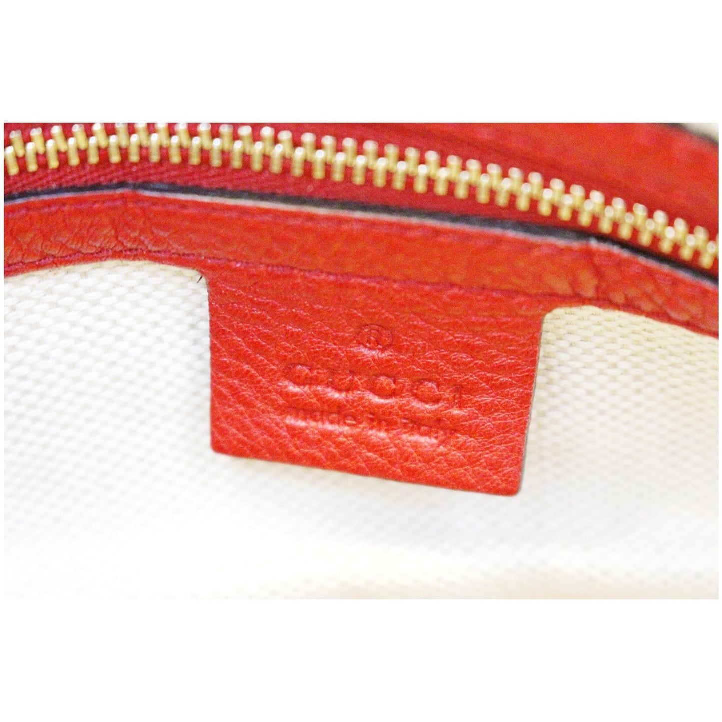 GUCCI Red Leather Soho Boston Bag