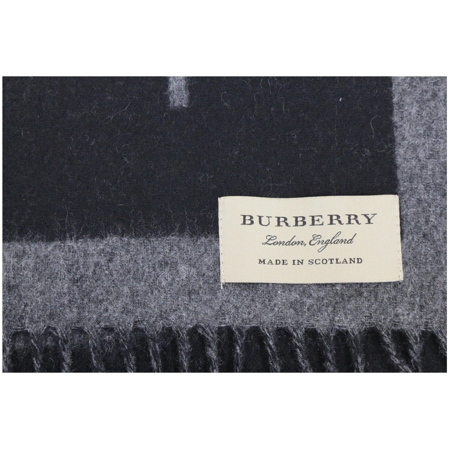 Burberry Logo Text Cashmere Scarf  Black/Grey