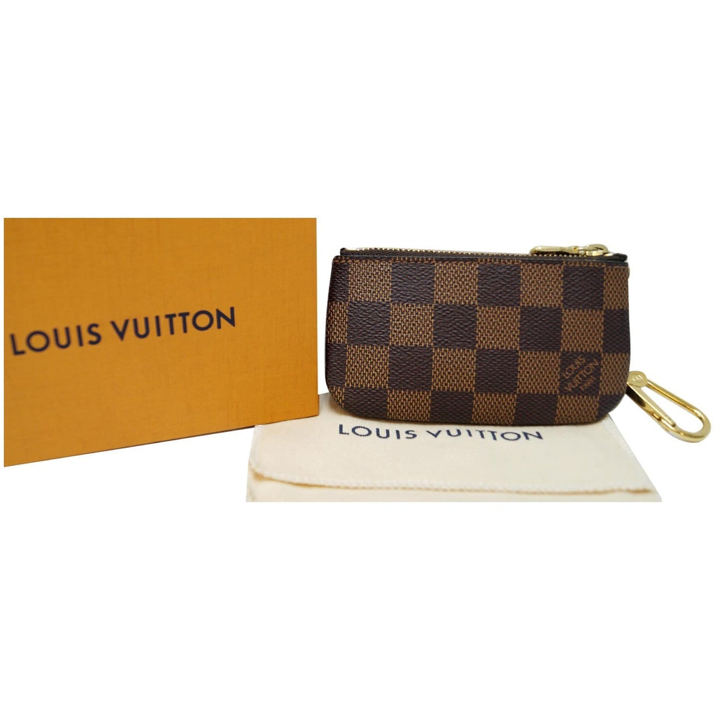 LOUIS VUITTON Key Coin Pouch Damier Ebene Brown