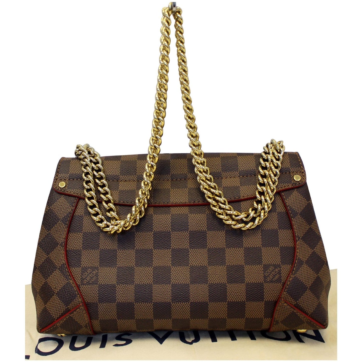 LOUIS VUITTON Caissa Chain Damier Ebene Clutch Shoulder Bag Brown