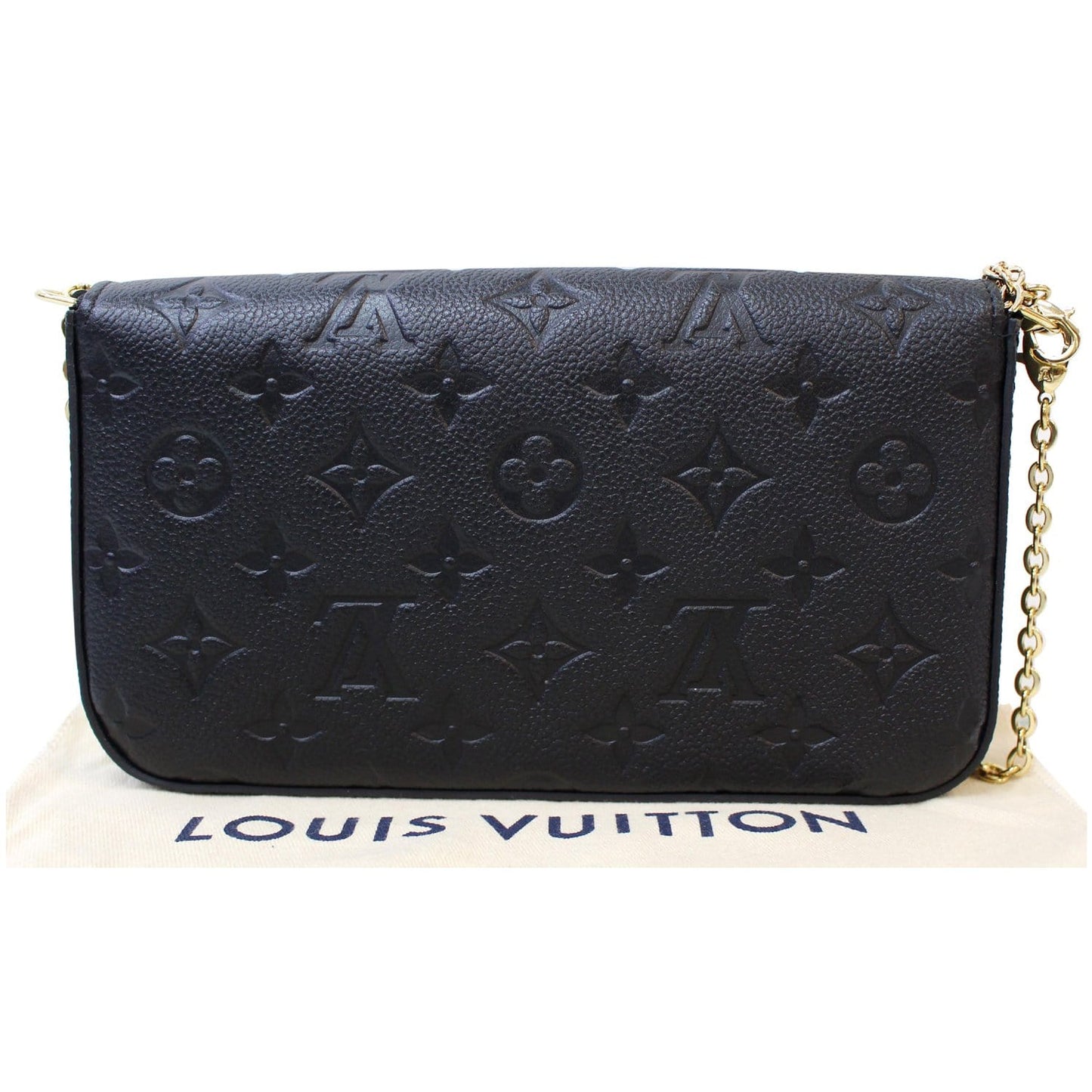 LOUIS VUITTON Pochette Felicie Empreinte Leather Crossbody Bag Black