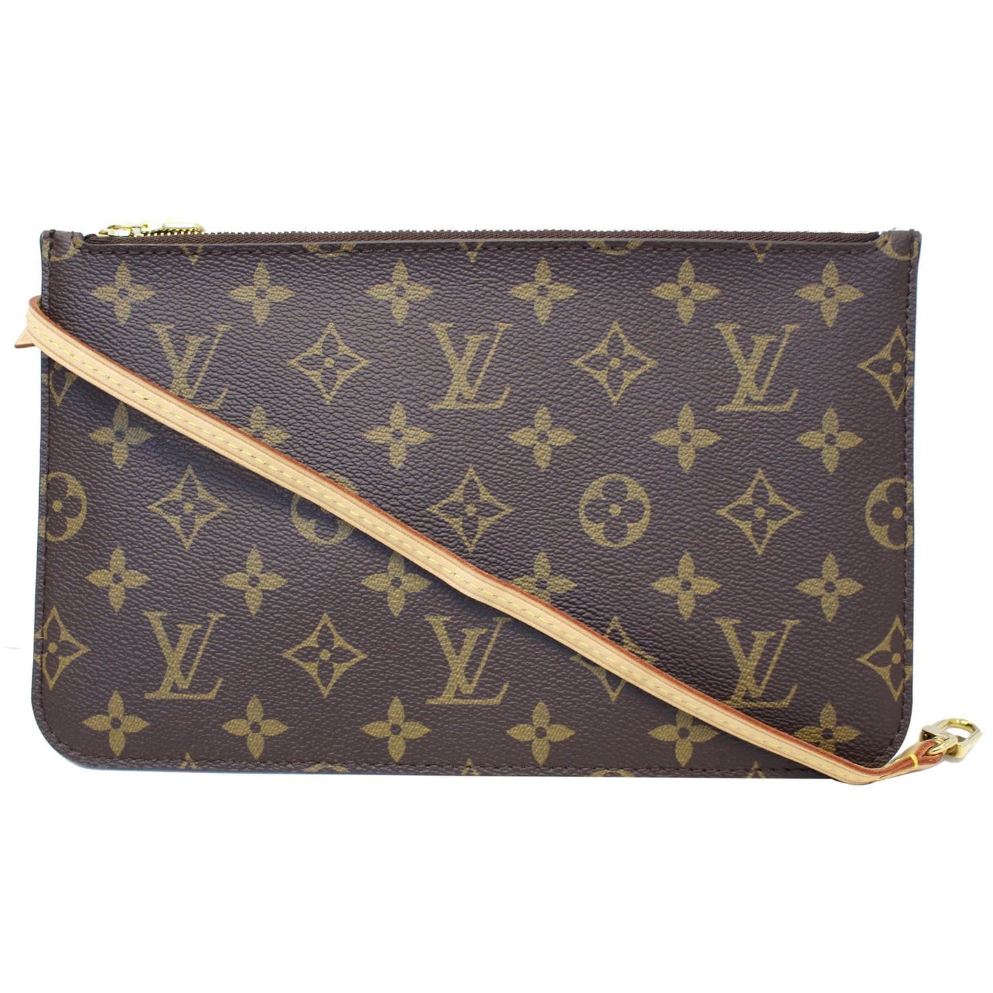 LOUIS VUITTON Pochette Wristlet Pouch Monogram Canvas Neverfull MM Brown