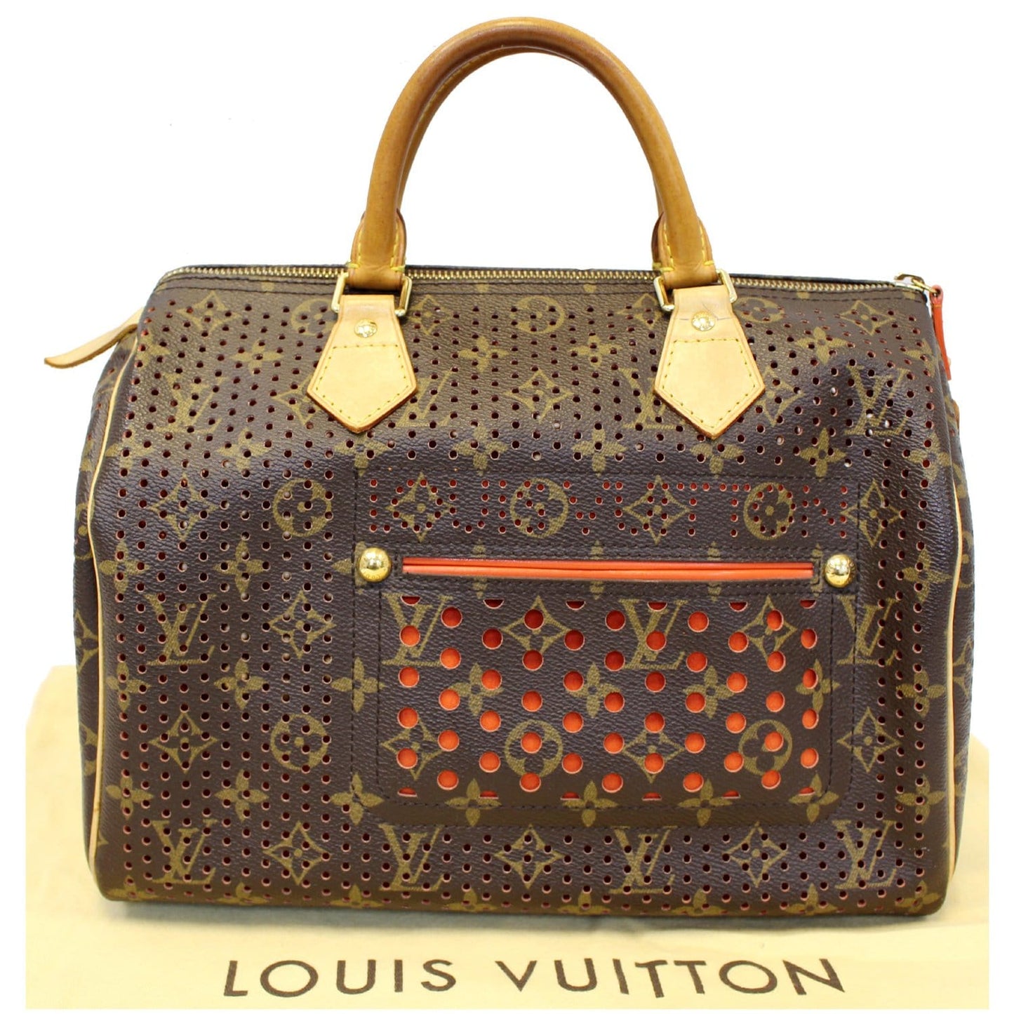 Louis Vuitton Speedy 30 Monogram Perforated Satchel Bag Orange