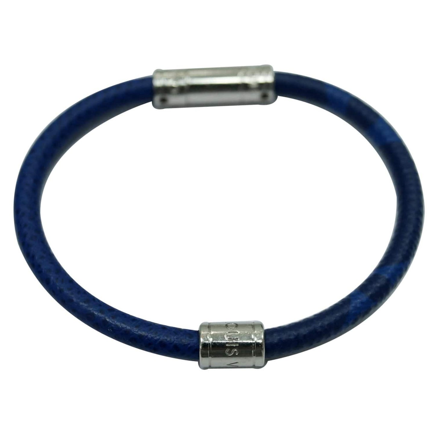 LOUIS VUITTON Keep It Taiga Leather Bracelet Blue