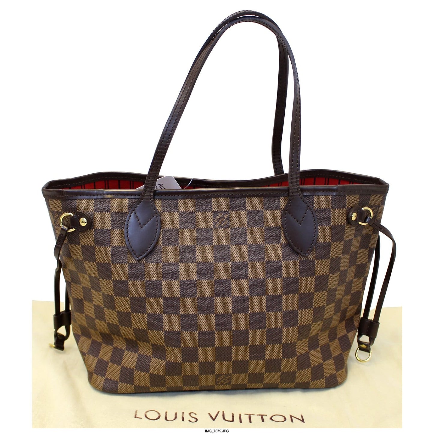 LOUIS VUITTON Neverfull PM Damier Ebene Tote Shoulder Bag Brown