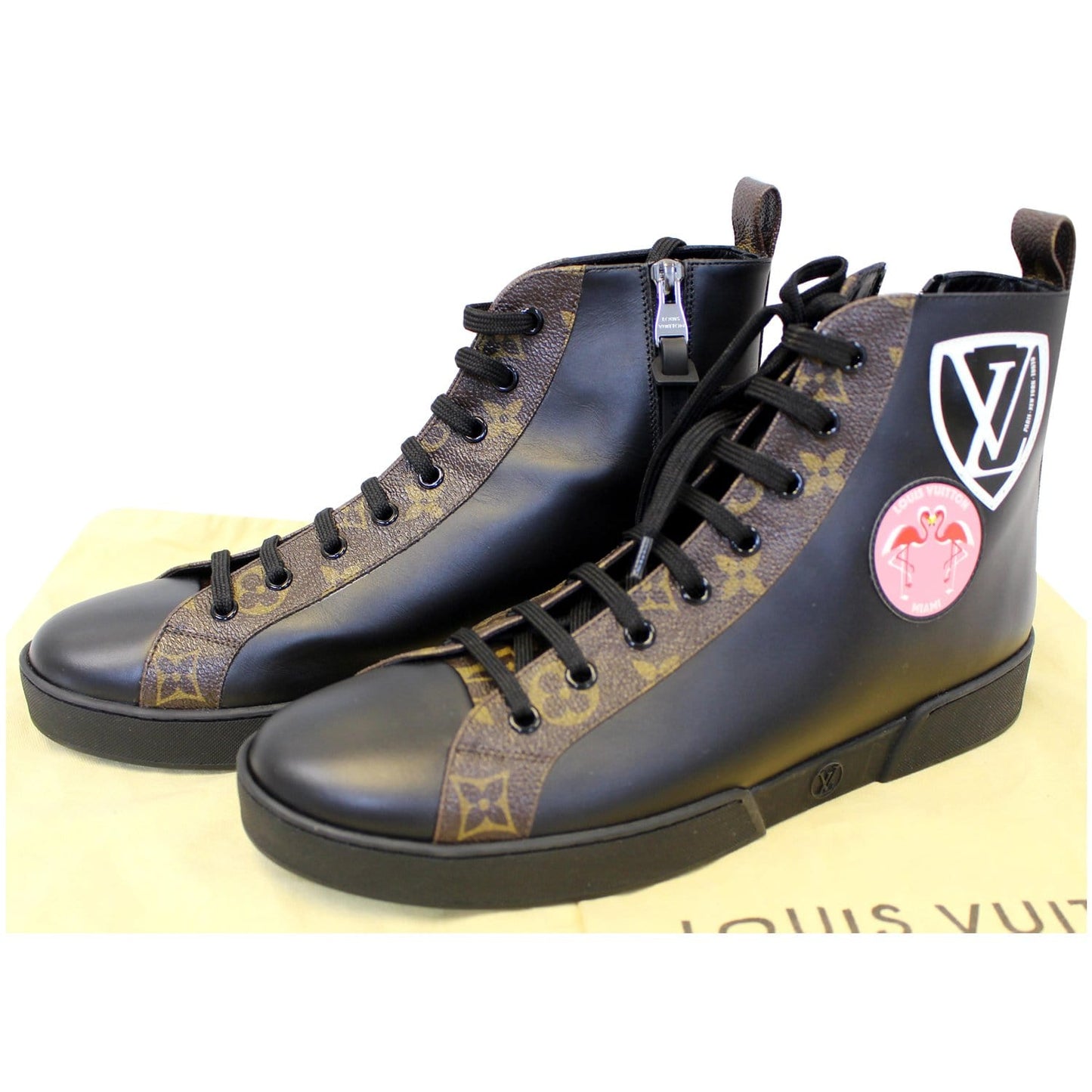LOUIS VUITTON Checkpoint Monogram Sneaker Boot Noir Black US 10