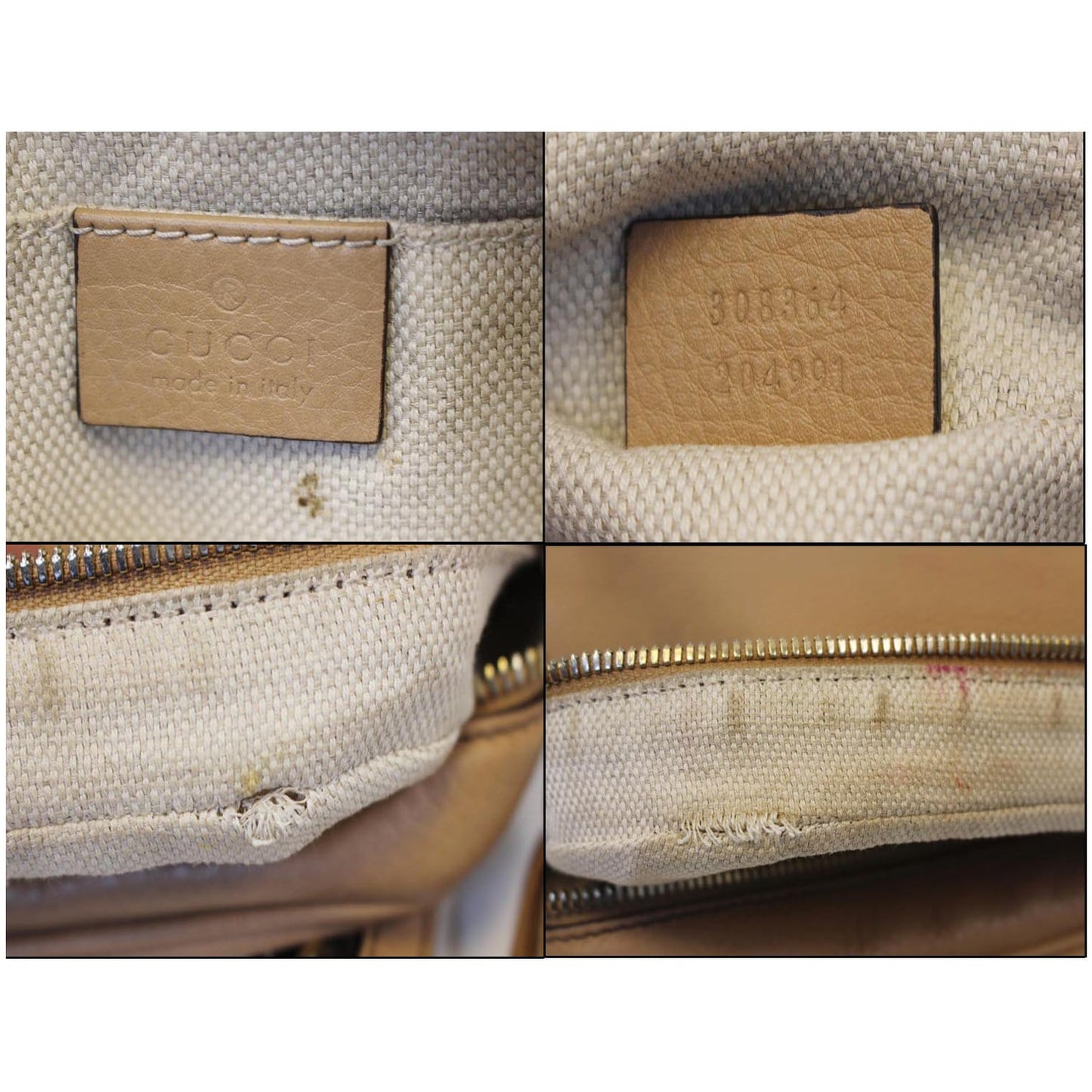 GUCCI Soho Disco Pebbled Leather Small Crossbody Bag Beige 308364