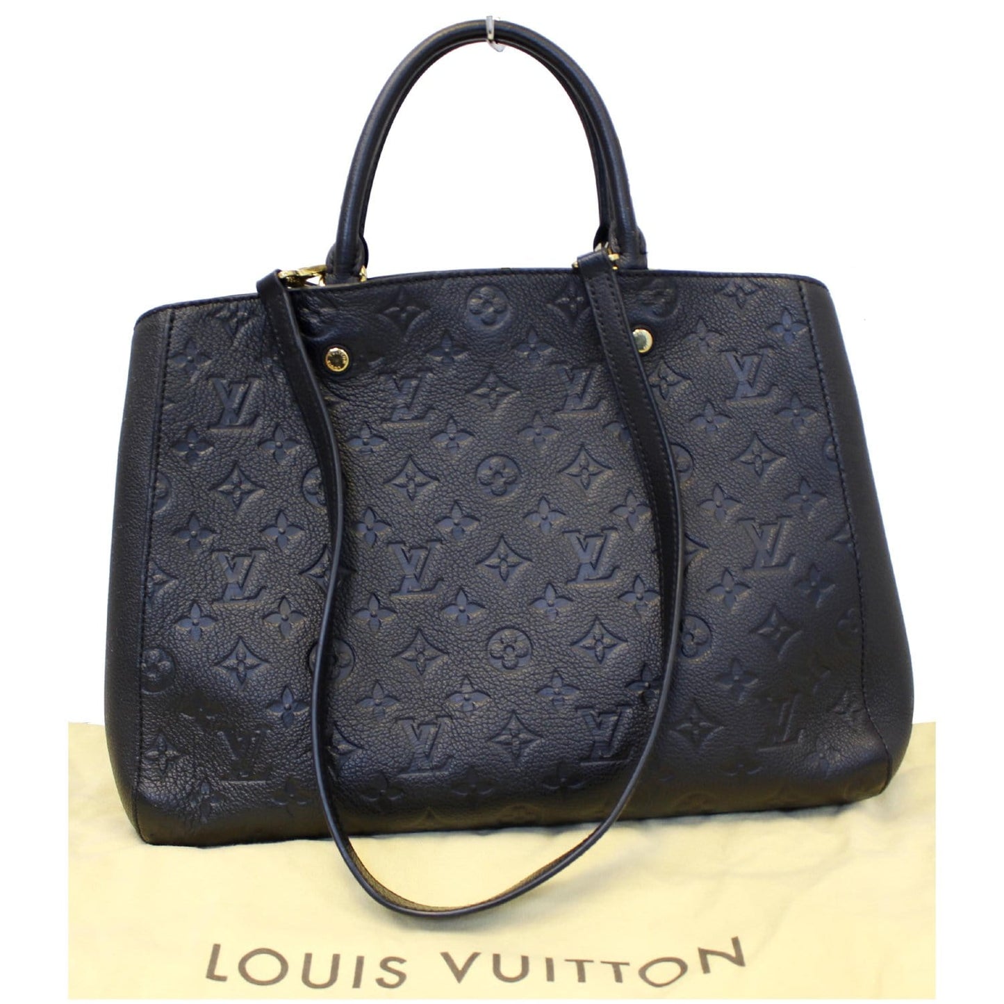 LOUIS VUITTON Montaigne GM Empreinte Leather Shoulder Bag Black