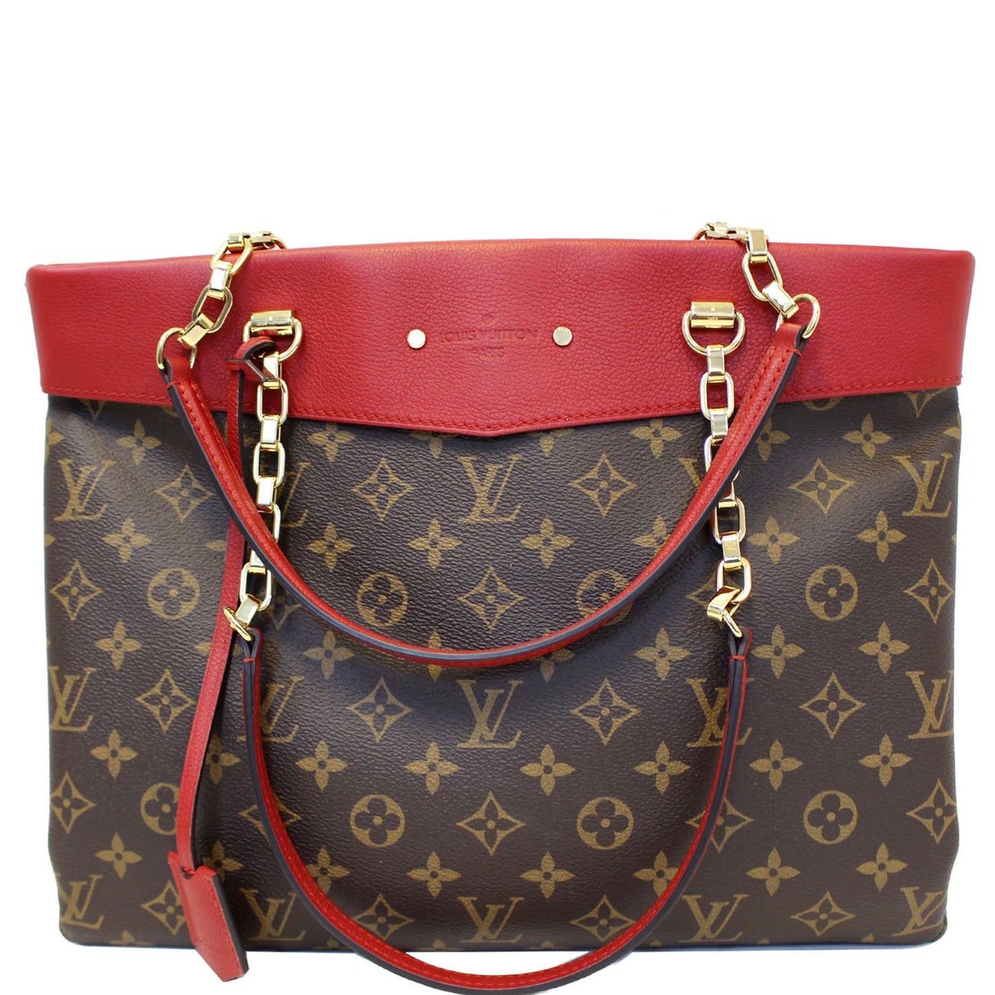 LOUIS VUITTON Pallas Chain Shopper Bag Monogram Canvas Cherry
