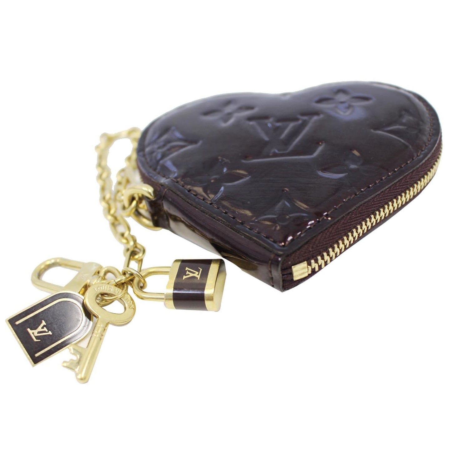 LOUIS VUITTON Heart Monogram Vernis Coin Purse Amarante