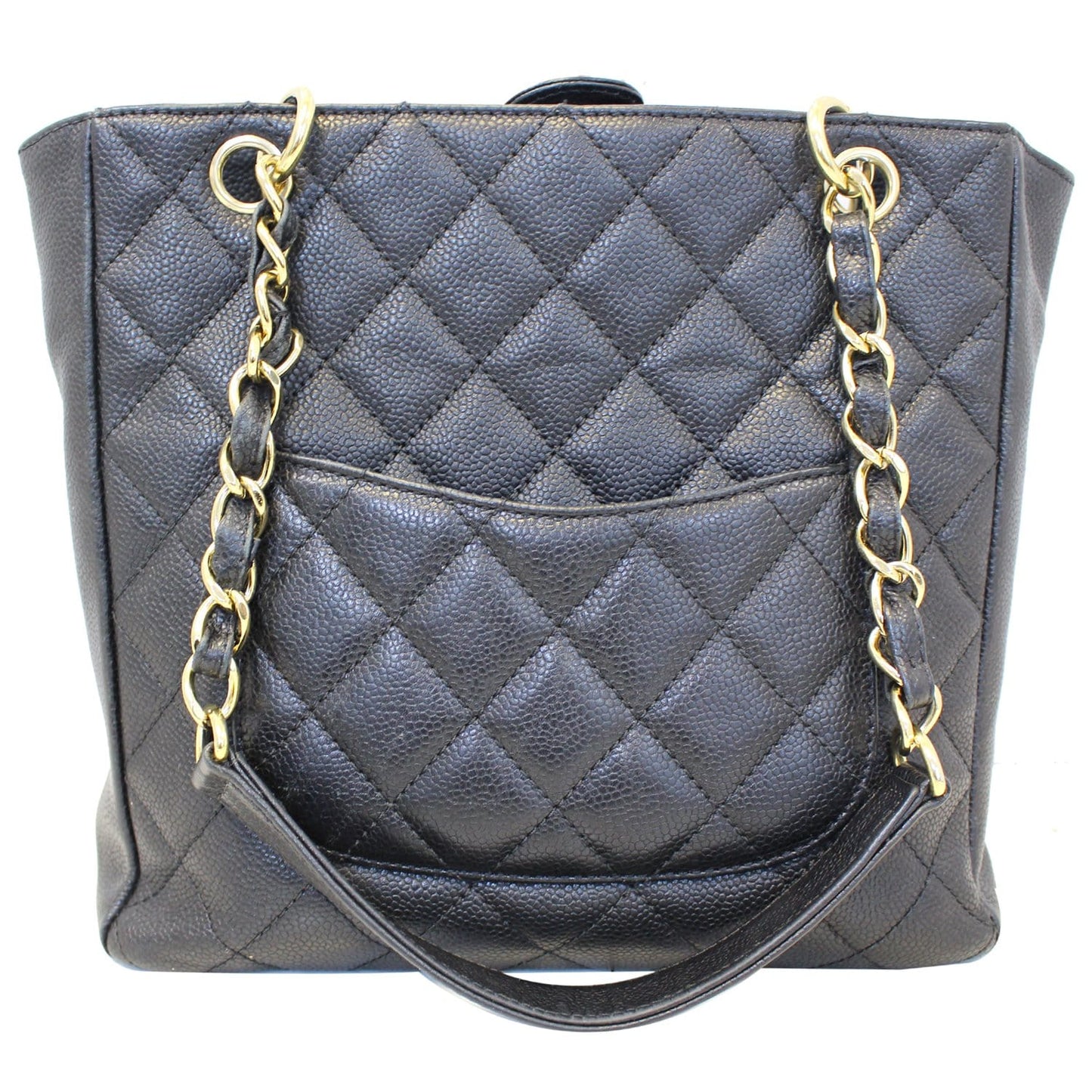 CHANEL PST Petit Shopping Caviar Leather Tote Bag Black