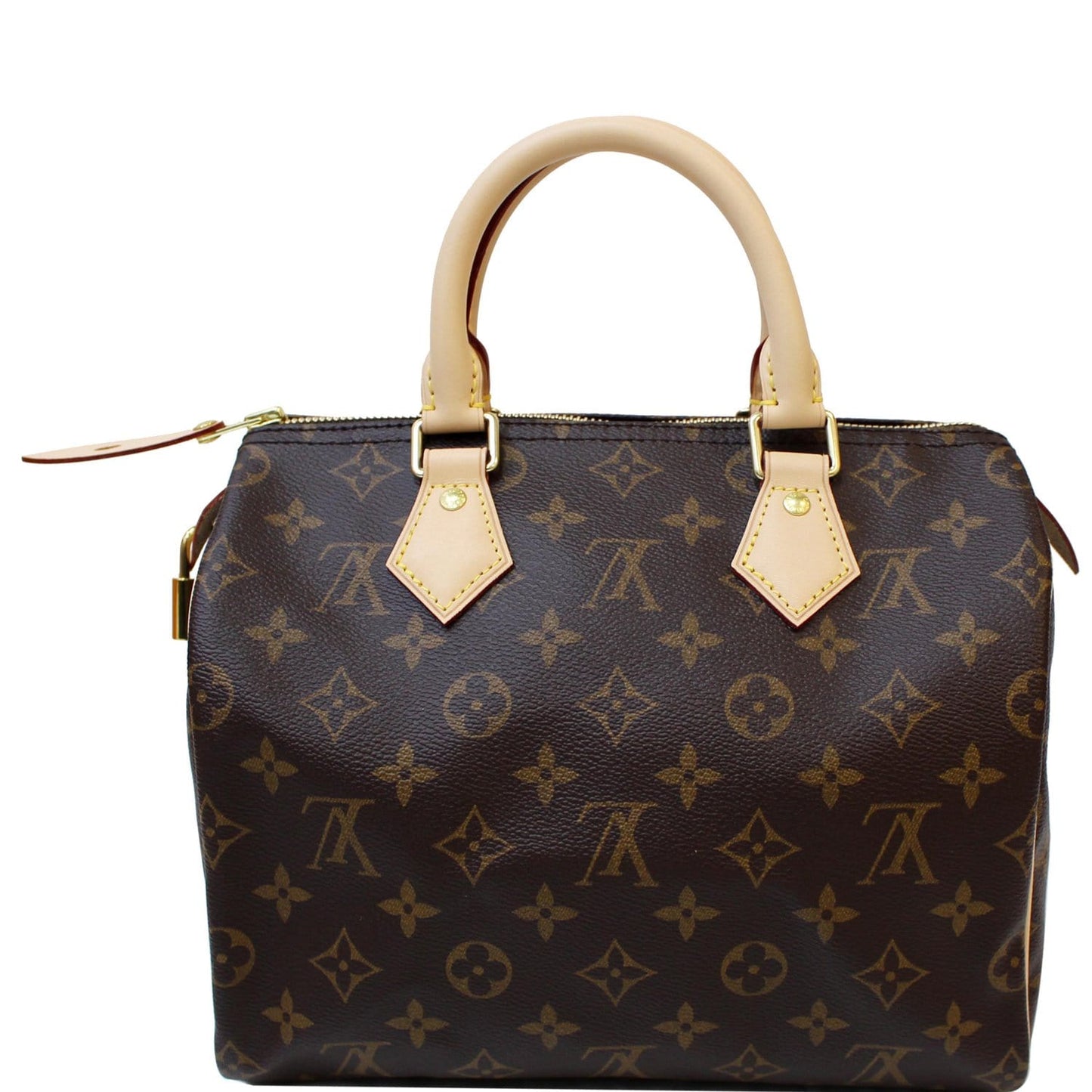 LOUIS VUITTON Speedy 25 Monogram Canvas Satchel Bag Brown