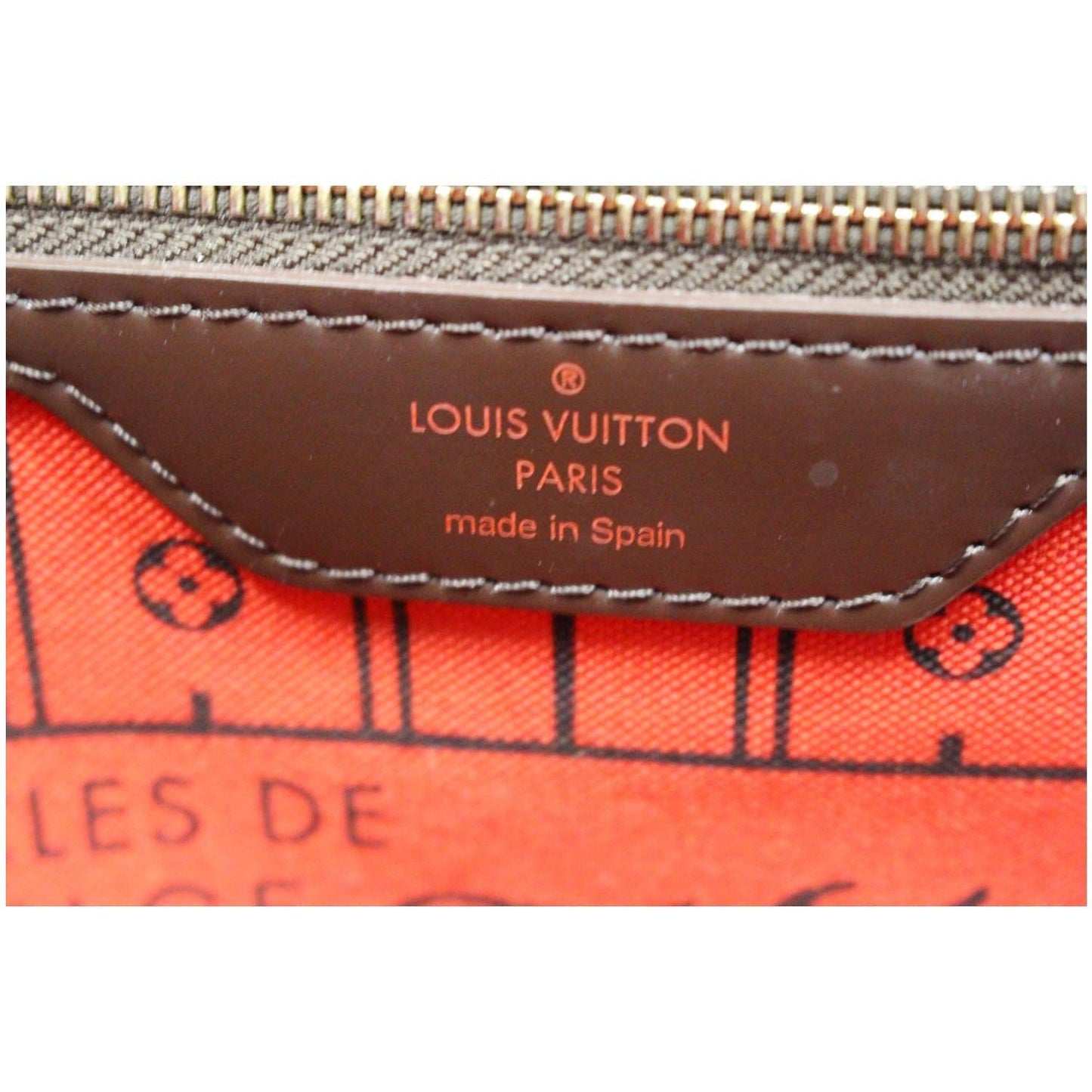 LOUIS VUITTON Neverfull MM Damier Ebene Tote Shoulder Bag Brown