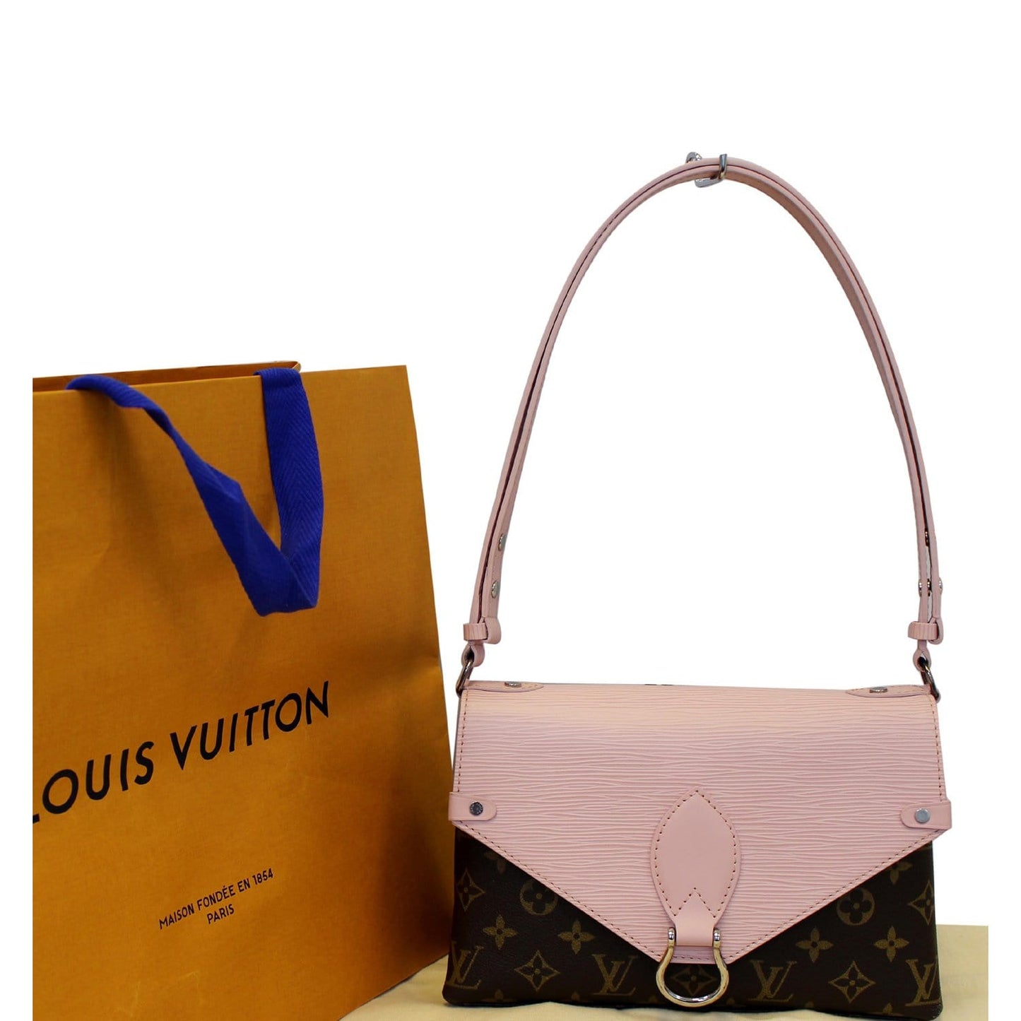 LOUIS VUITTON Saint Michel Monogram Epi Shoulder Bag Rose Ballerine