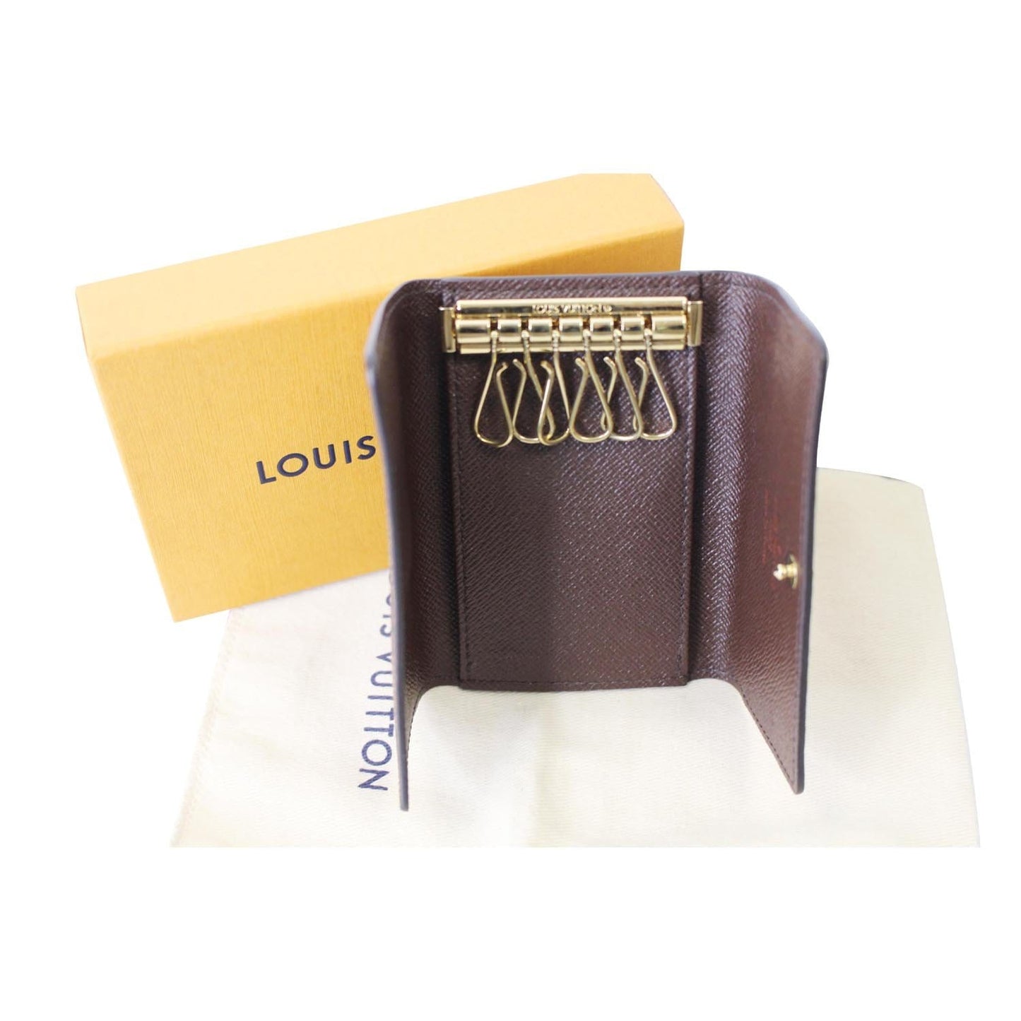 LOUIS VUITTON Damier Ebene 6 Key Holder Brown