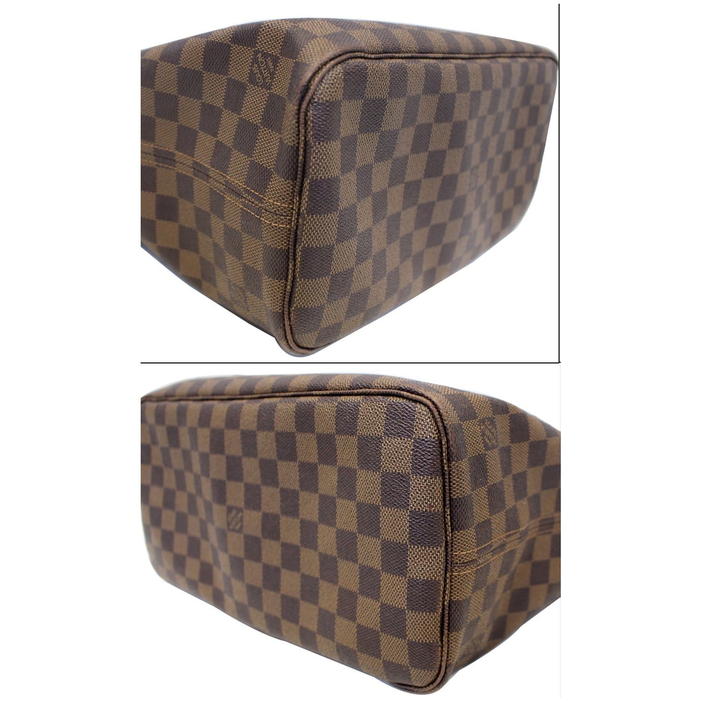 LOUIS VUITTON Neverfull MM Damier Ebene Tote Shoulder Bag Brown