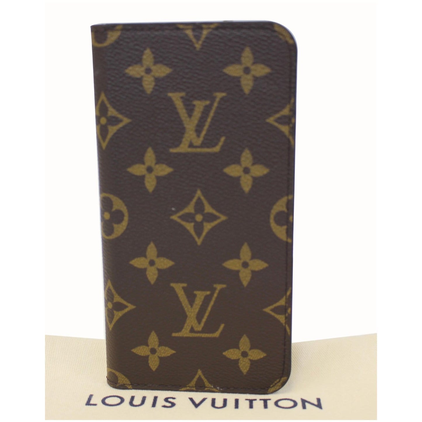 LOUIS VUITTON IPhone X XS Folio Monogram Canvas Phone Case Brown