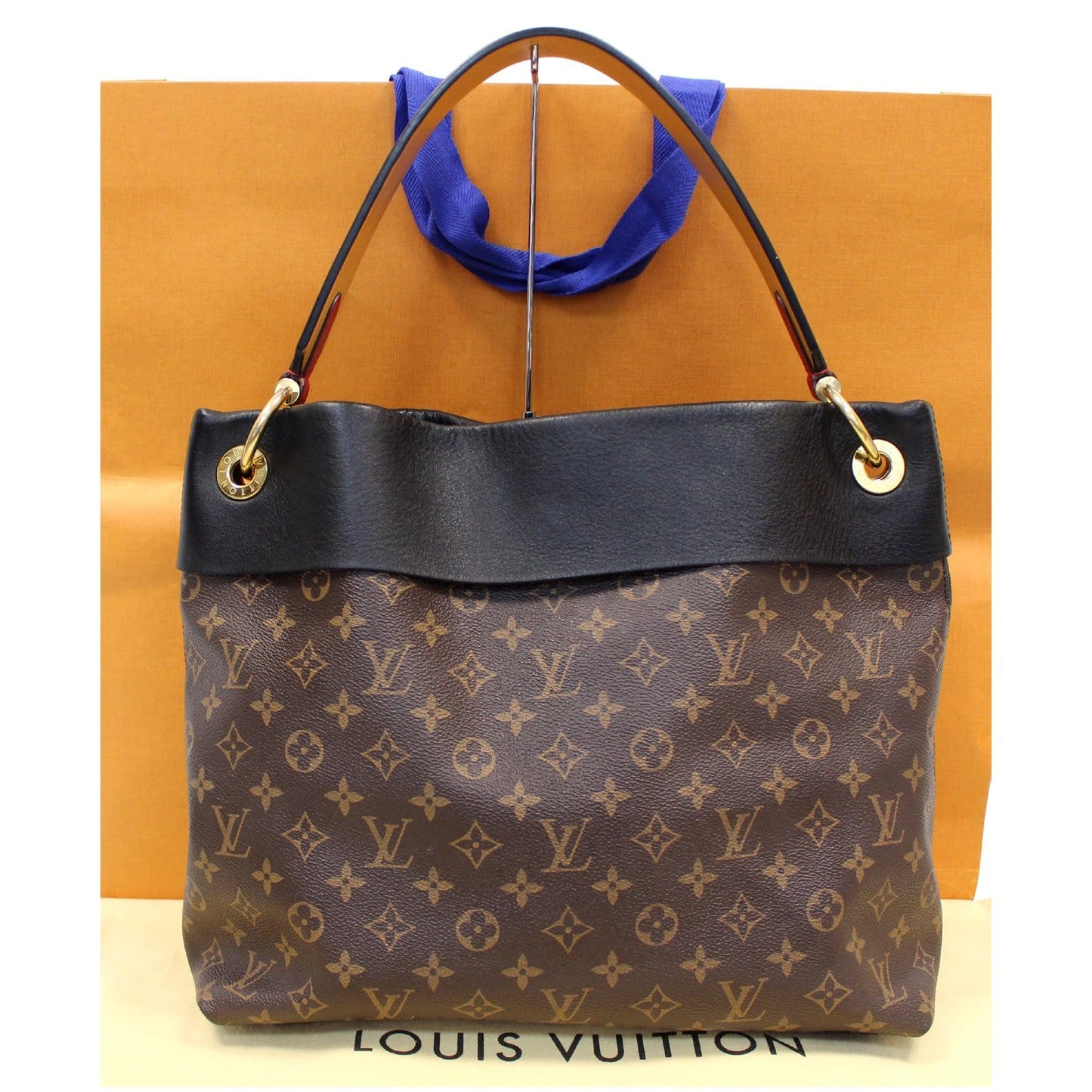 LOUIS VUITTON Tuileries Monogram Canvas Hobo Bag Black