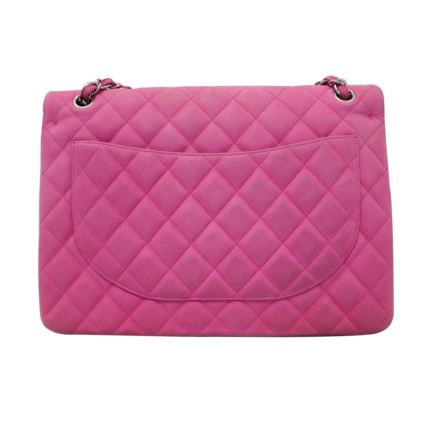 CHANEL Maxi Double Flap Caviar Leather Shoulder Bag Pink